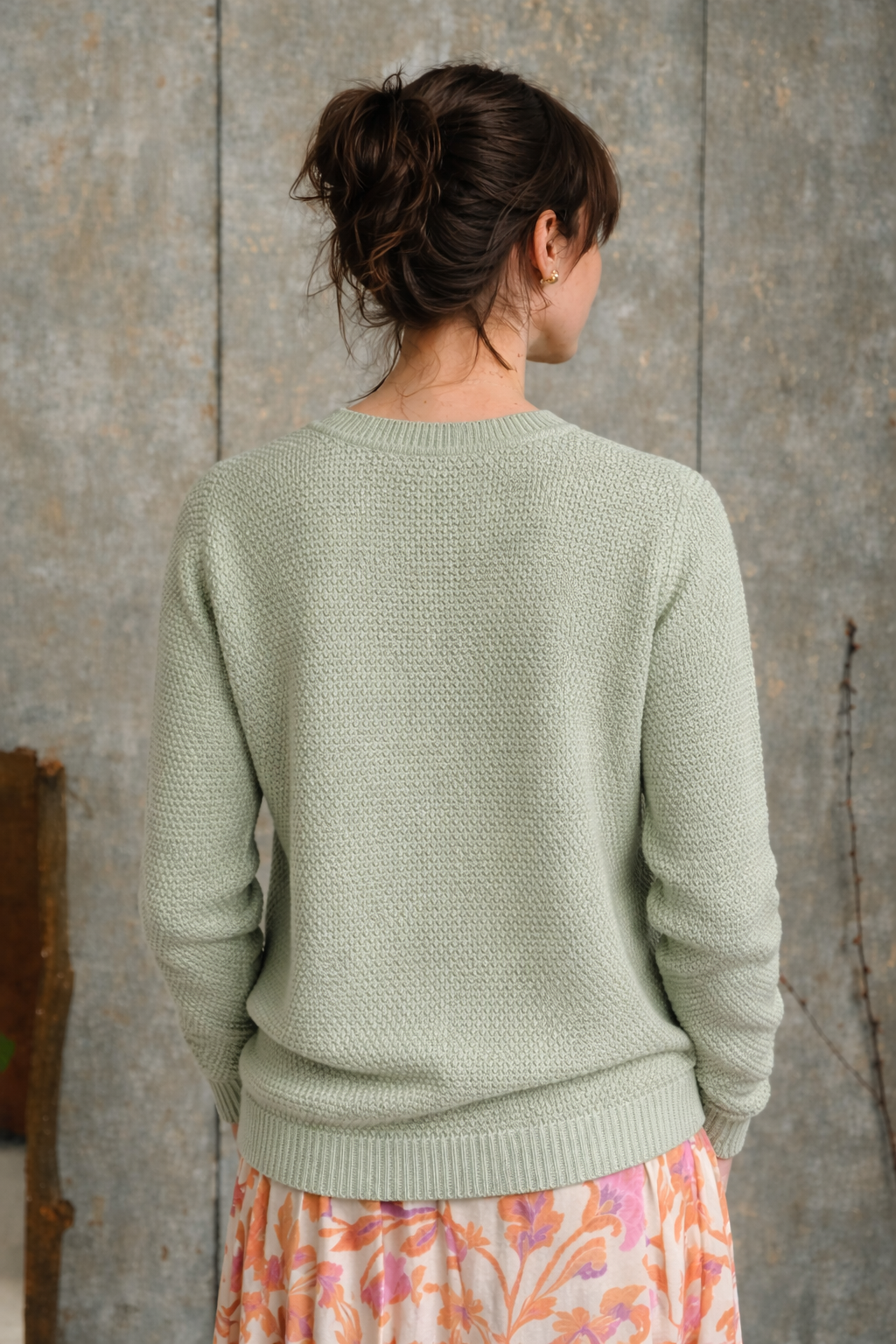 Pullover Agave in cotone biologico lavorazione grana di riso – maglia girocollo donna