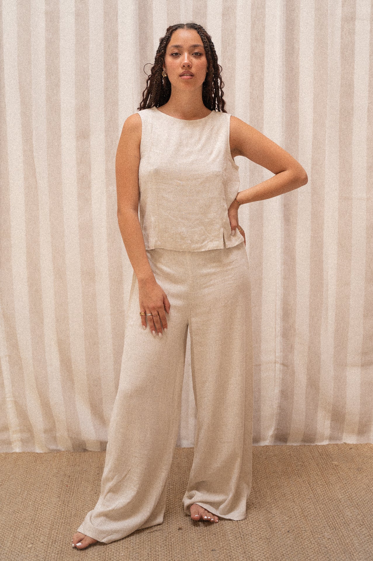 Pantalone palazzo misto lino