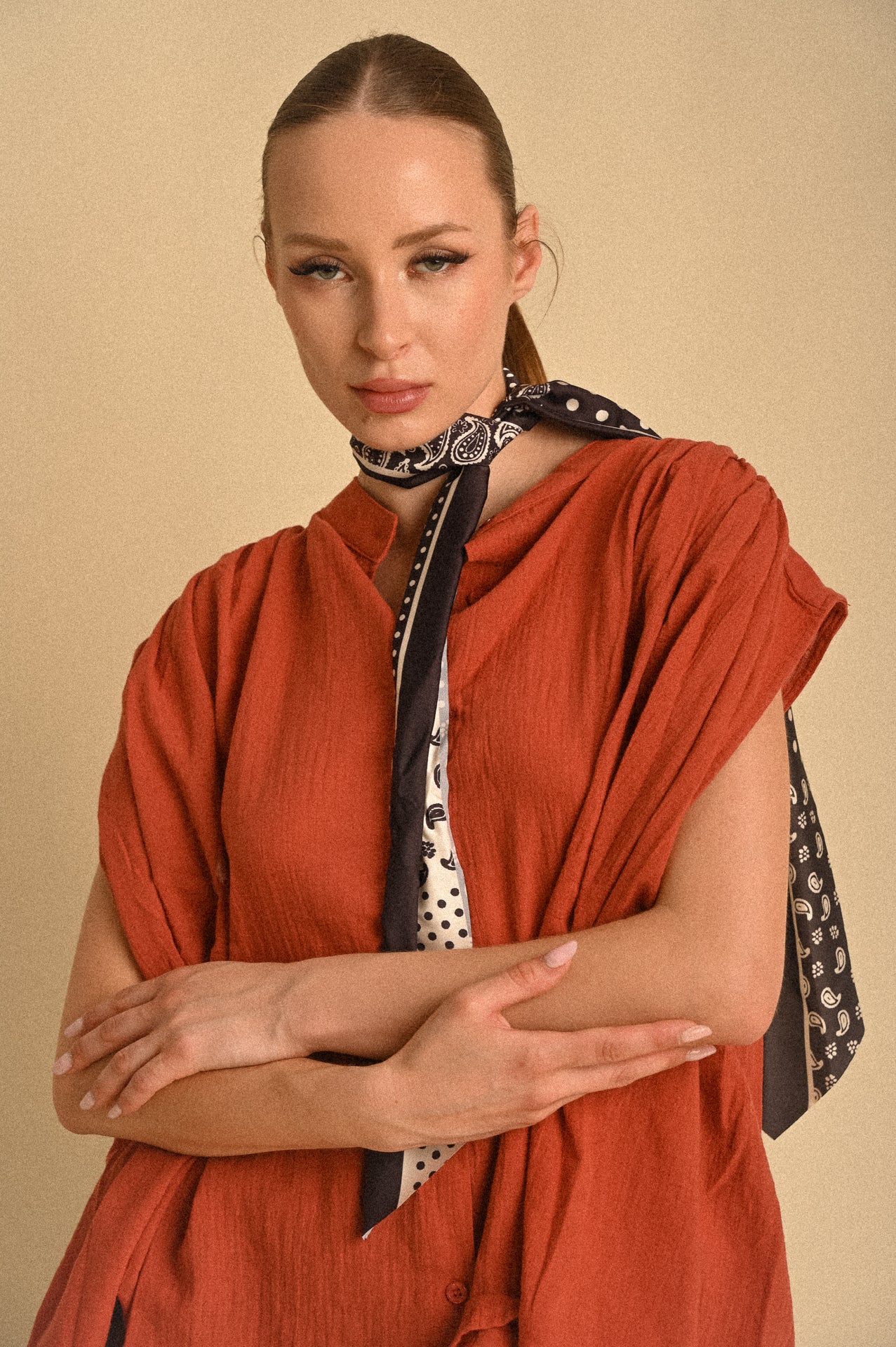 Blusa Over Donna in Cotone 100% Terracotta – Modello Marrakech