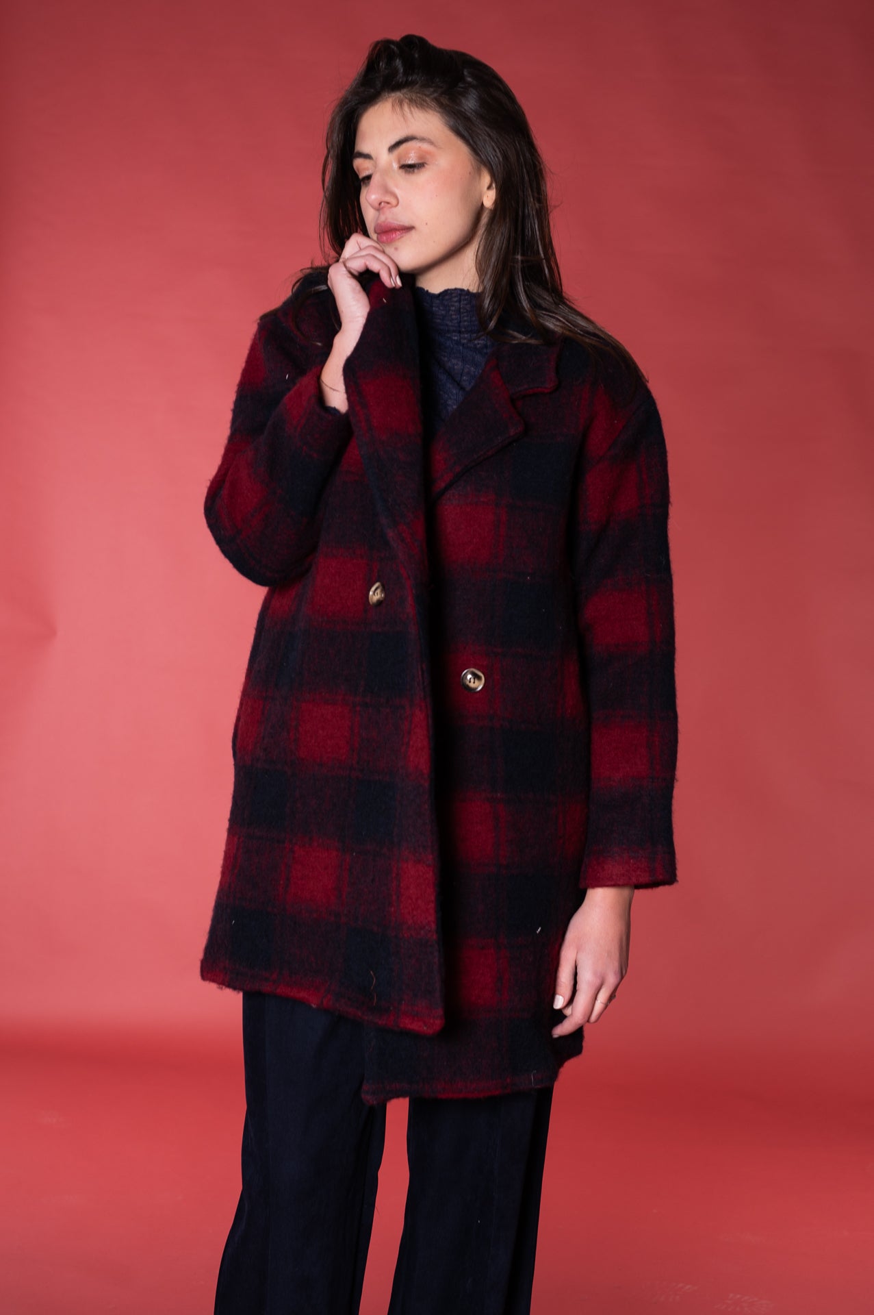 Cappotto tartan in lana