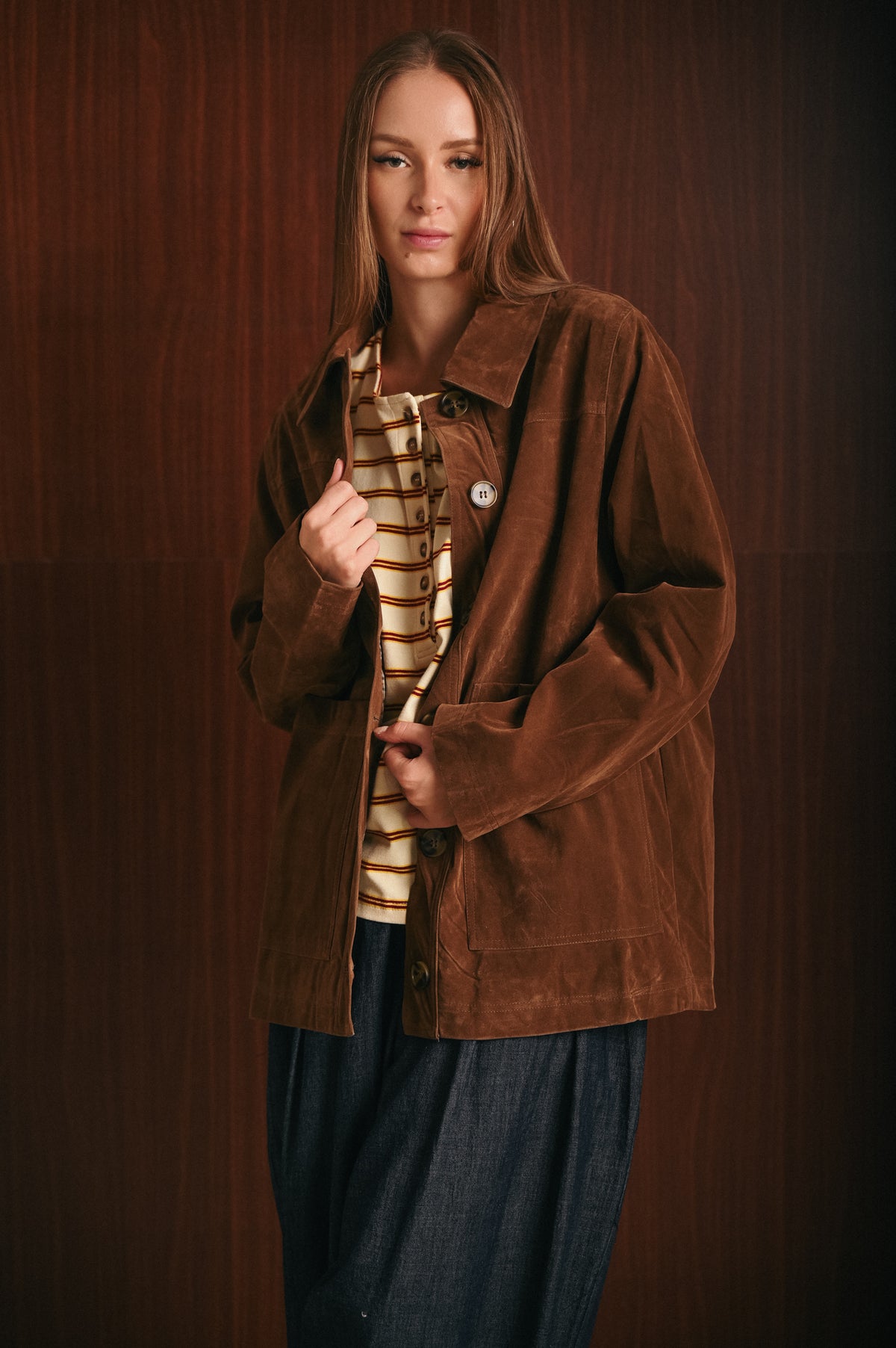 Giacca Dayana donna effetto suede color camel