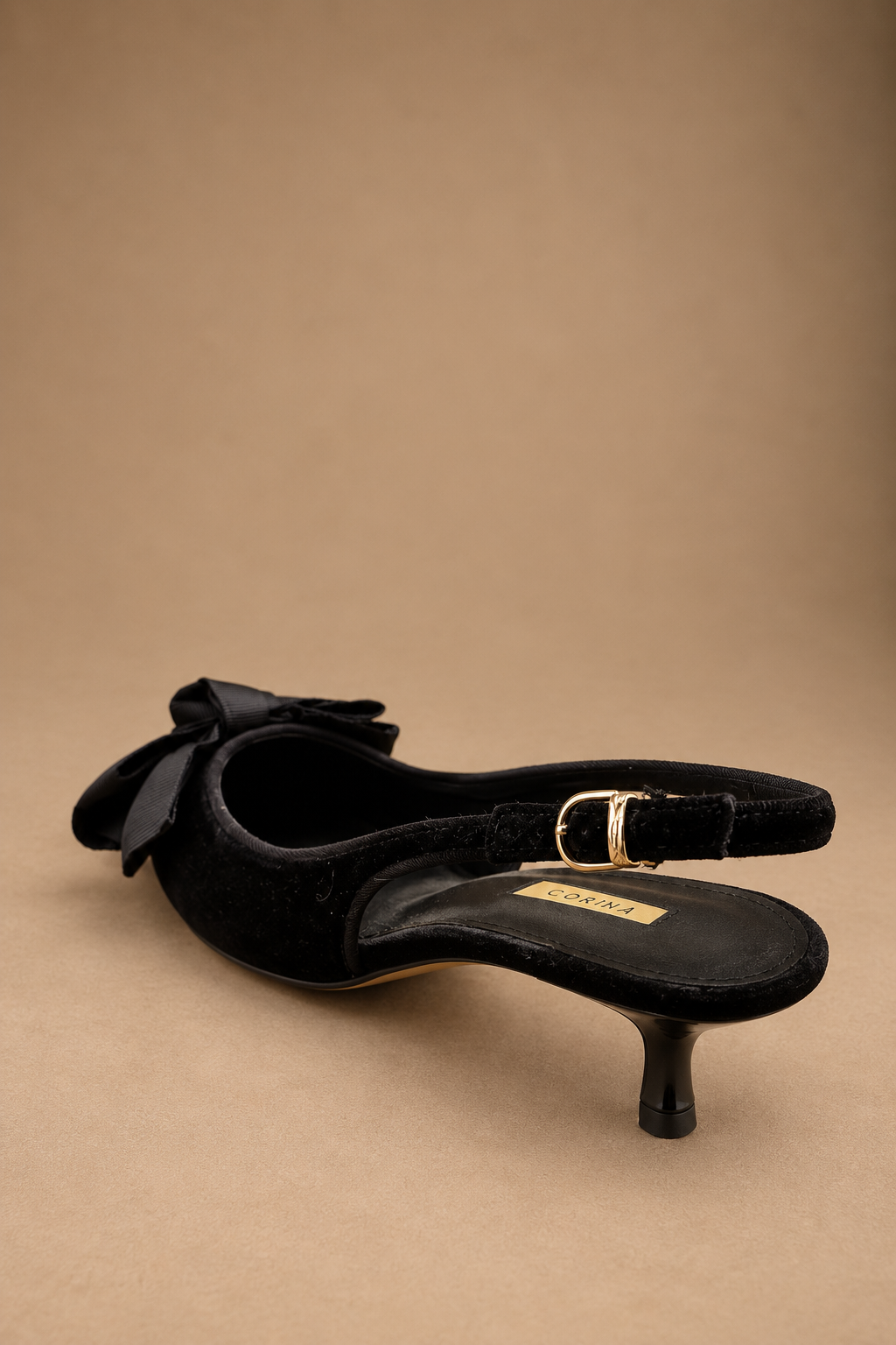 Décolleté Dorothy Slingback Donna in Velluto nero con Fiocco