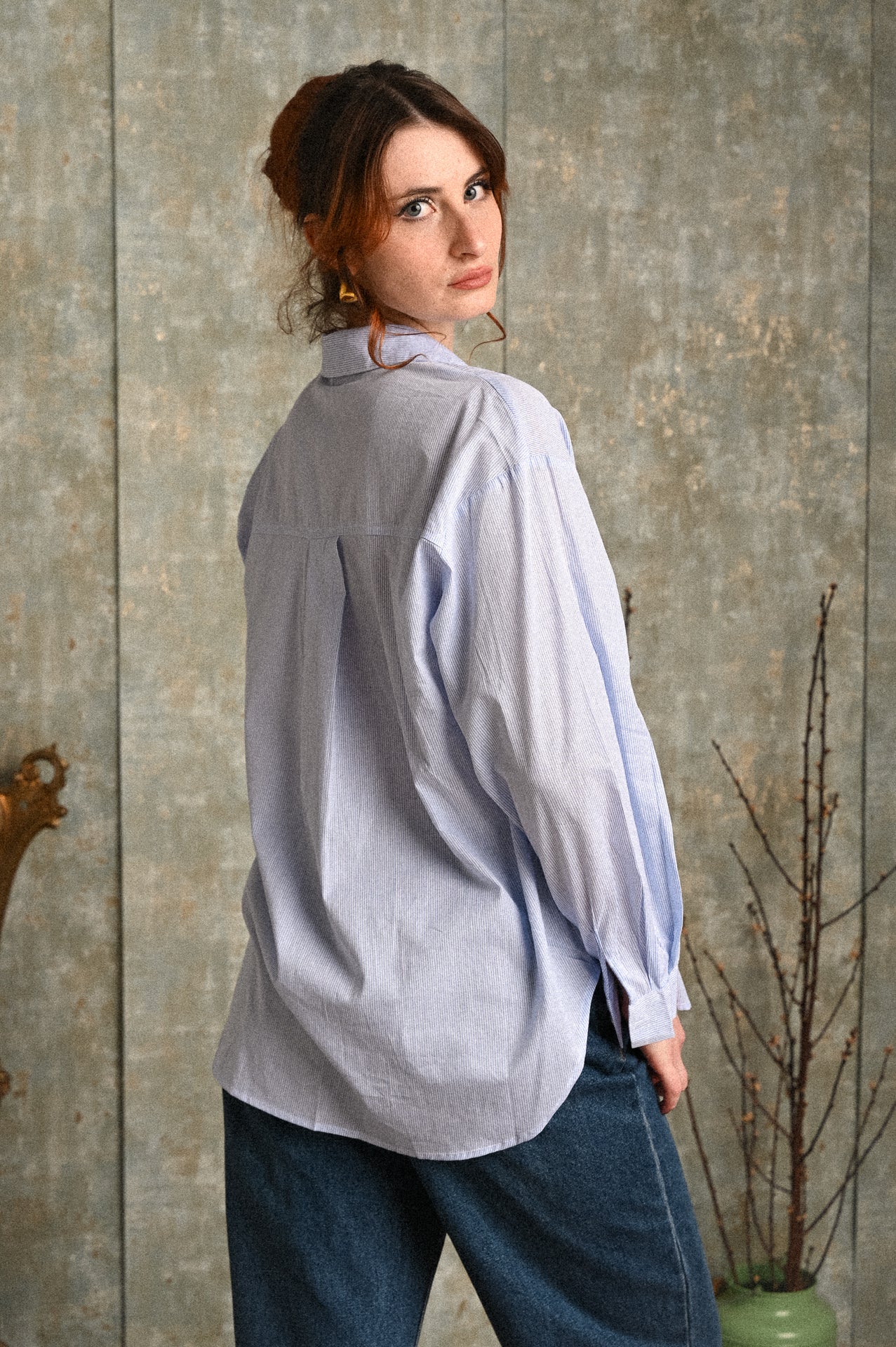 Camicia Clematis a righe con scritta ricamata mon amour