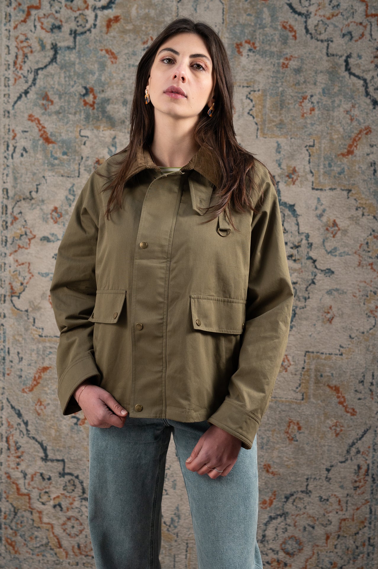 Giacca verde militare in cotone