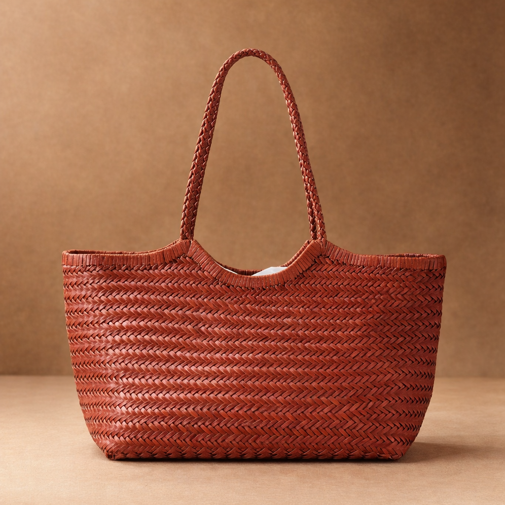 Woven Bag in vera pelle intrecciata a mano – Made in Italy | Colore cuoio