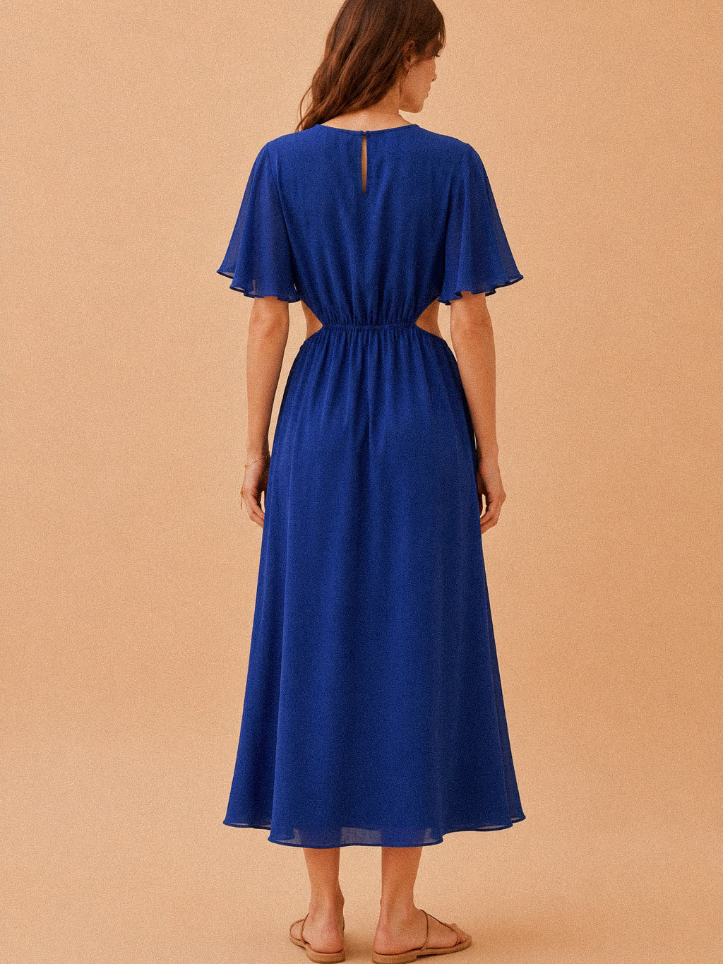 Abito lungo royal blu con fianchi scoperti