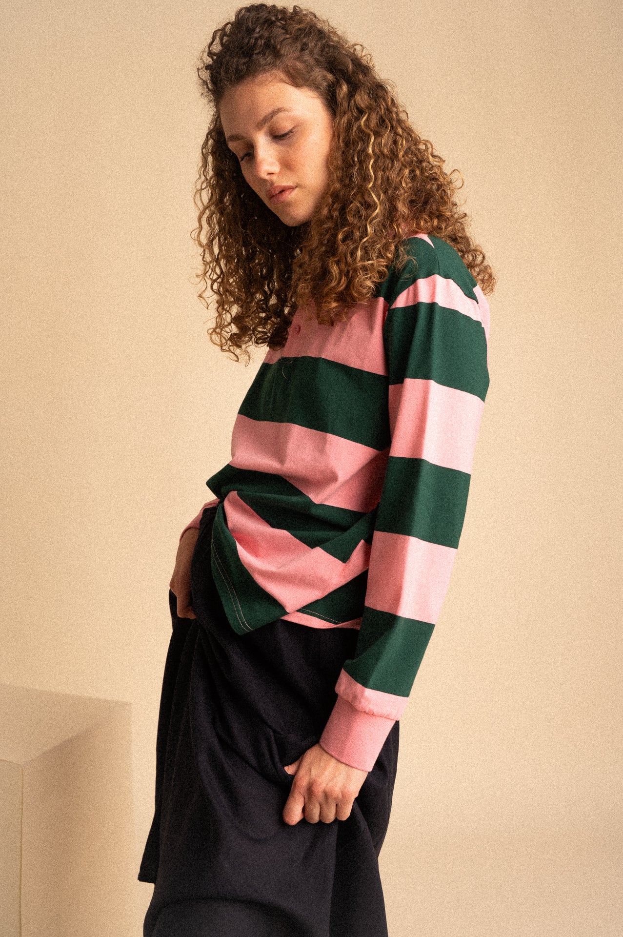 Polo Daphne a Righe Rosa e verde