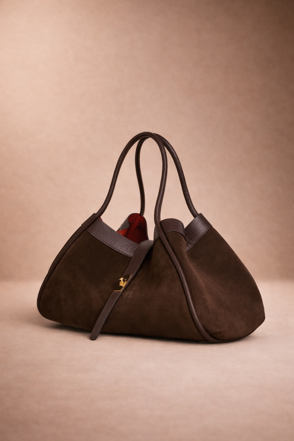 Borsa Mayfaire in vera pelle camoscio marrone