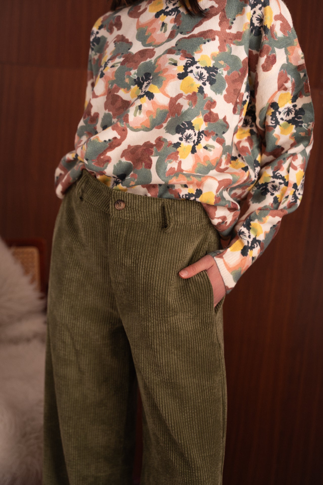 Maglione Donna Fantasia fiori Multicolor con Bottoni