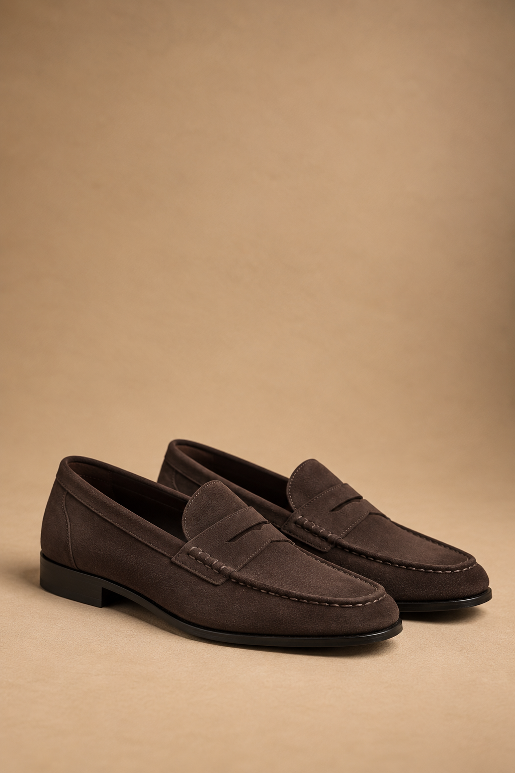 Mocassino Penny Donna Color caffè Effetto Suede con Suola in Gomma