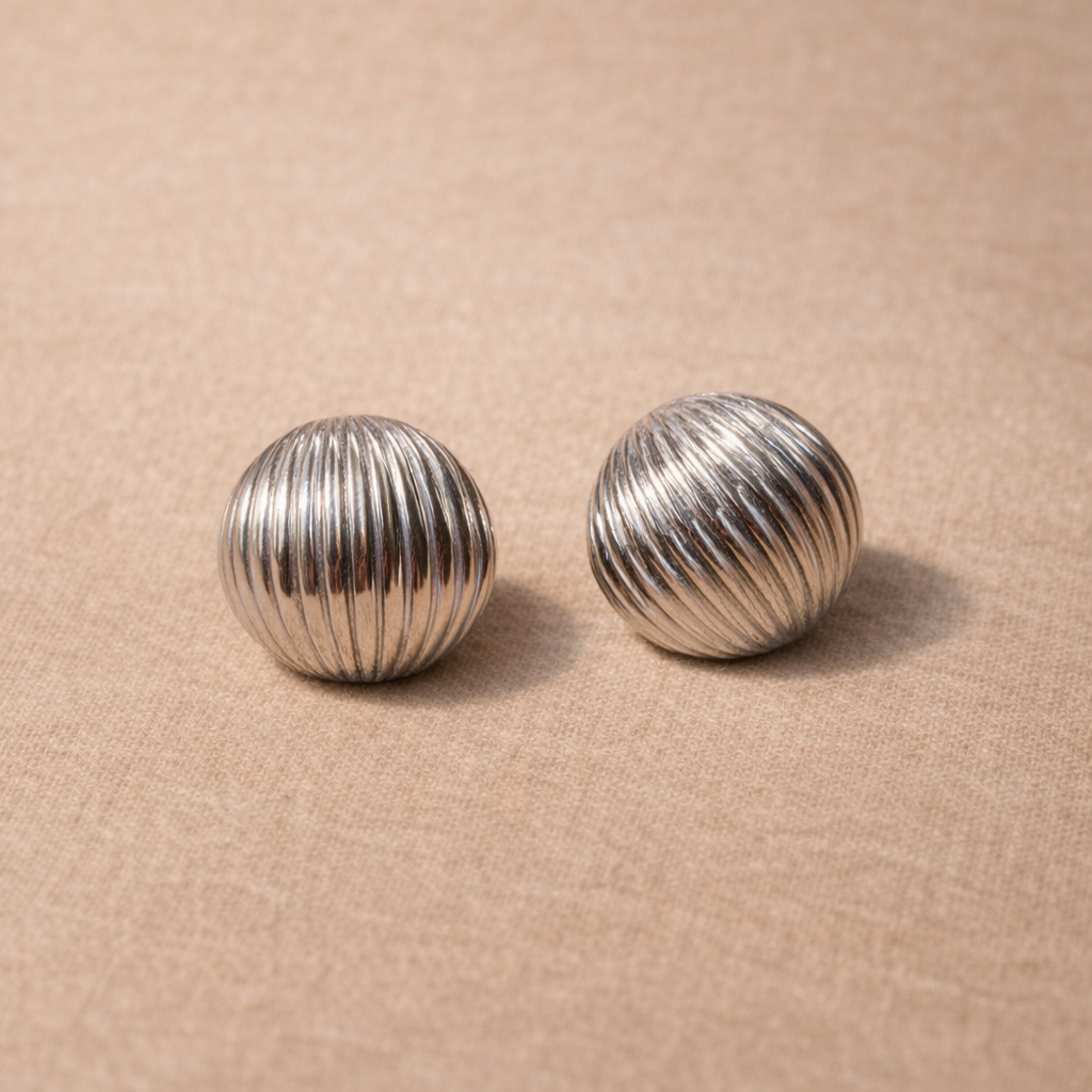 Orecchini Acciaio Sfera Rigati