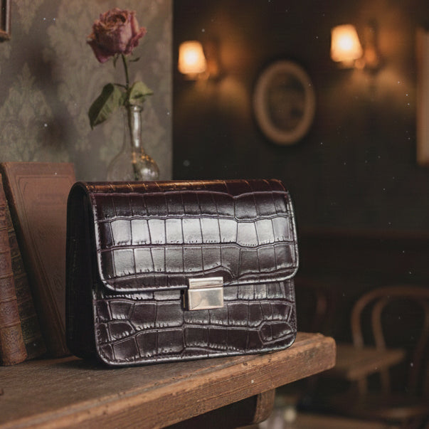 Borsa Loren a Tracolla Donna Vera Pelle Effetto Coccodrillo | Made in Italy