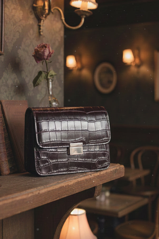 Borsa Loren a Tracolla Donna Vera Pelle Effetto Coccodrillo | Made in Italy