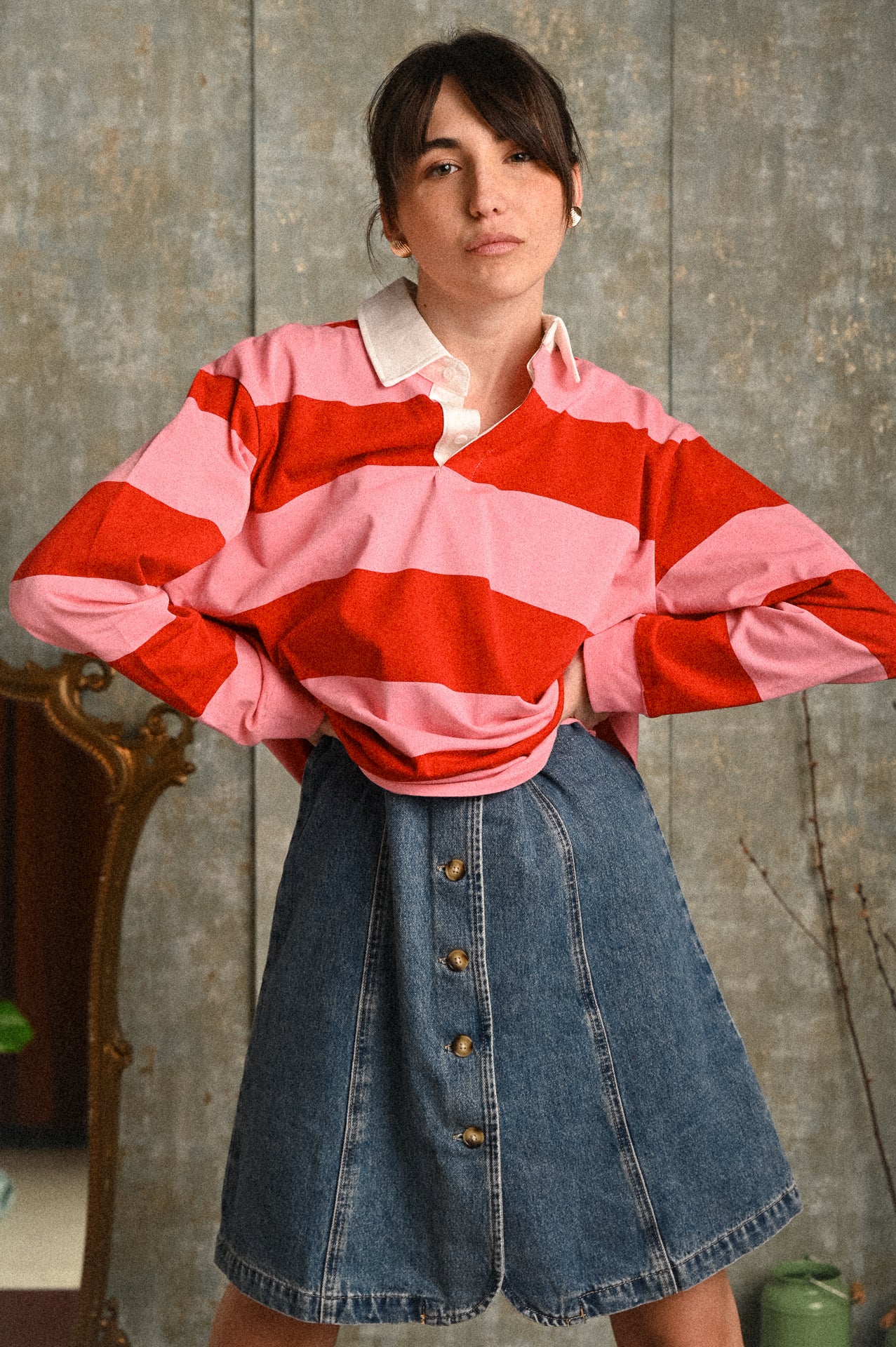 Polo Daphne a Righe Rosa e fucsia