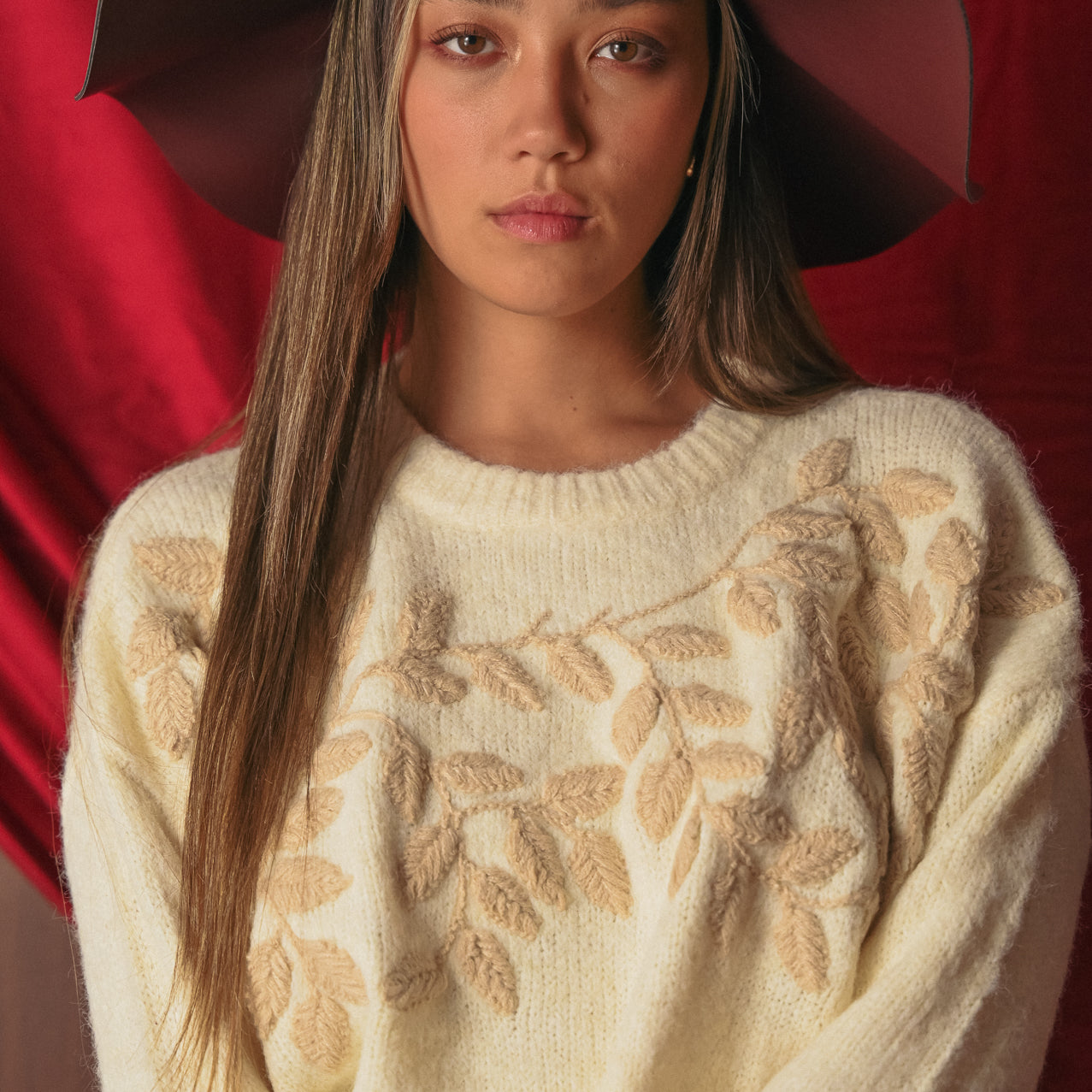 Maglione Donna Panna Ricamo Floreale