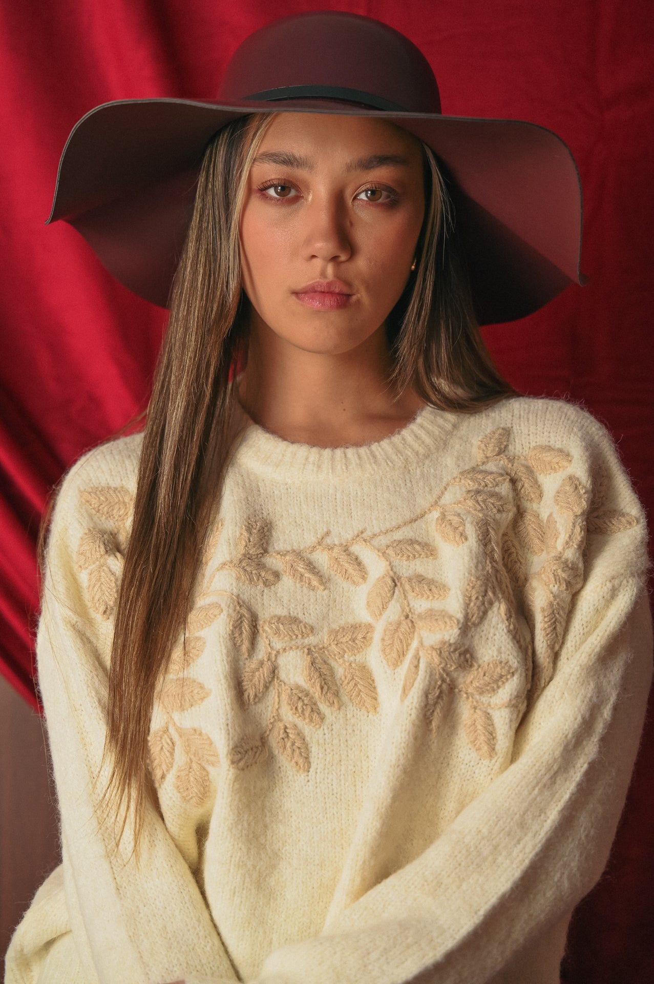 Maglione Donna Panna Ricamo Floreale