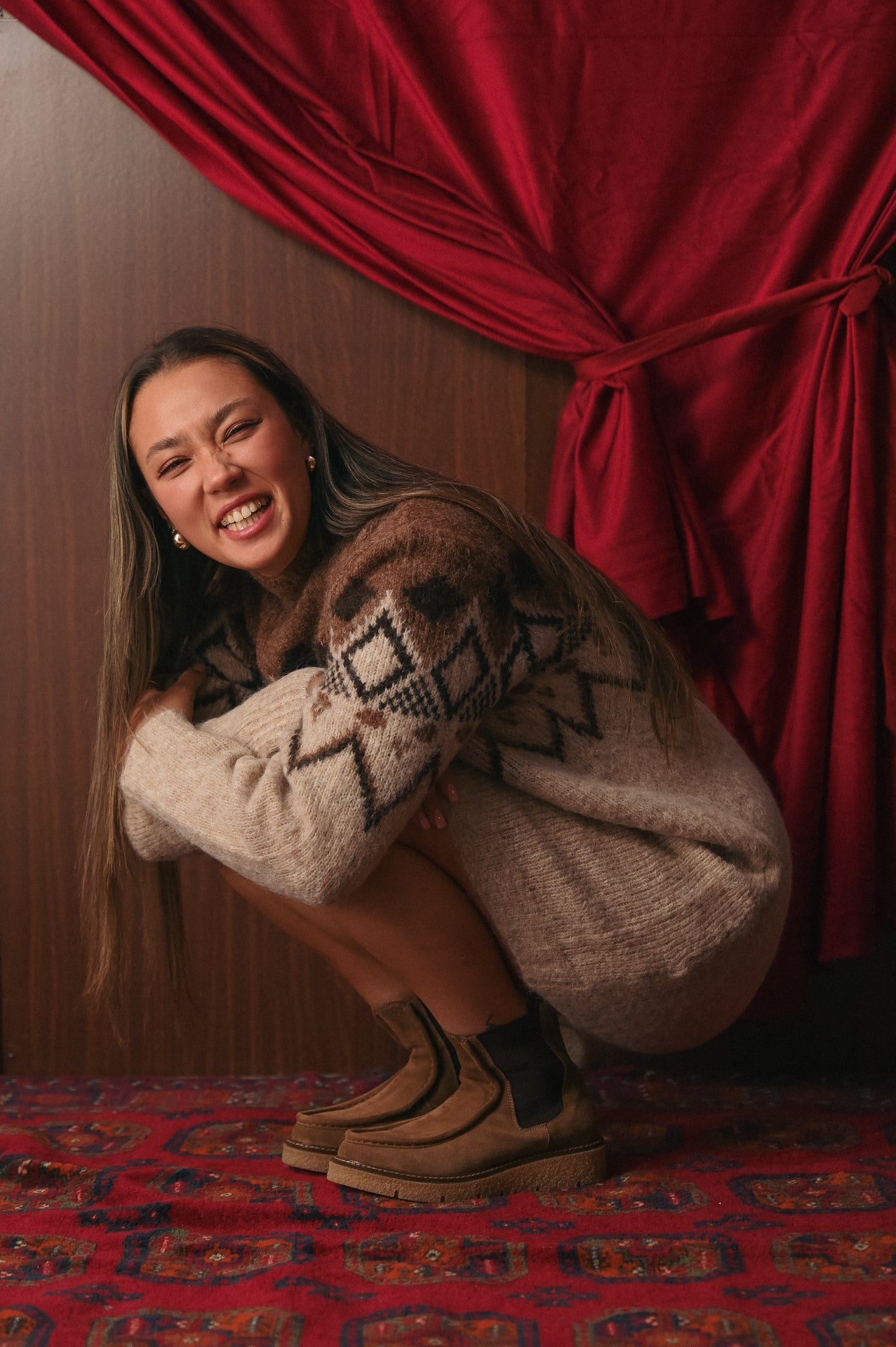 Abito Maglia Donna Fantasia Collo a vulcano