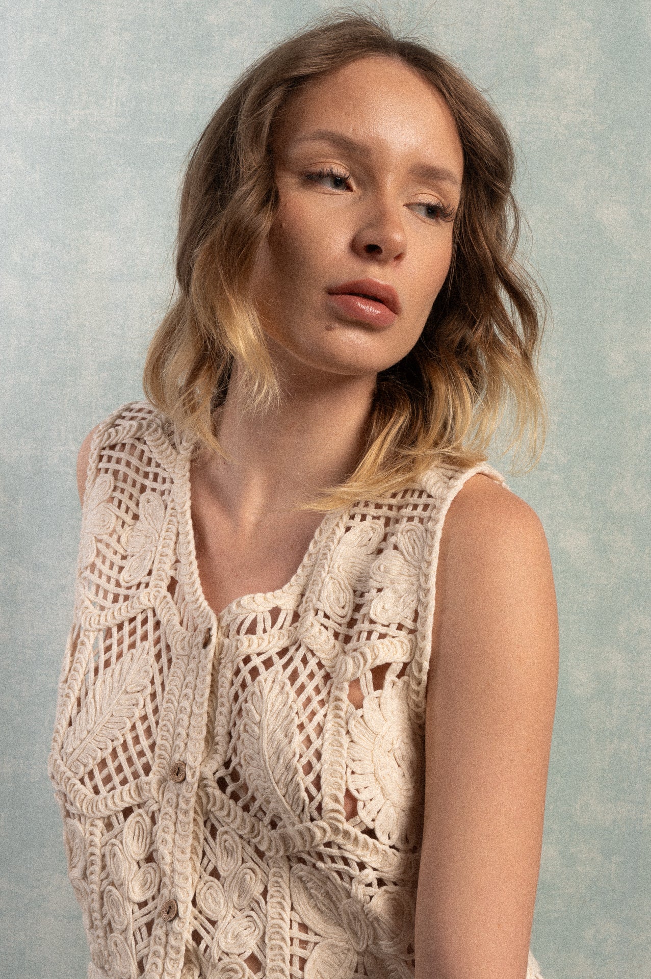Gilet écru in crochet