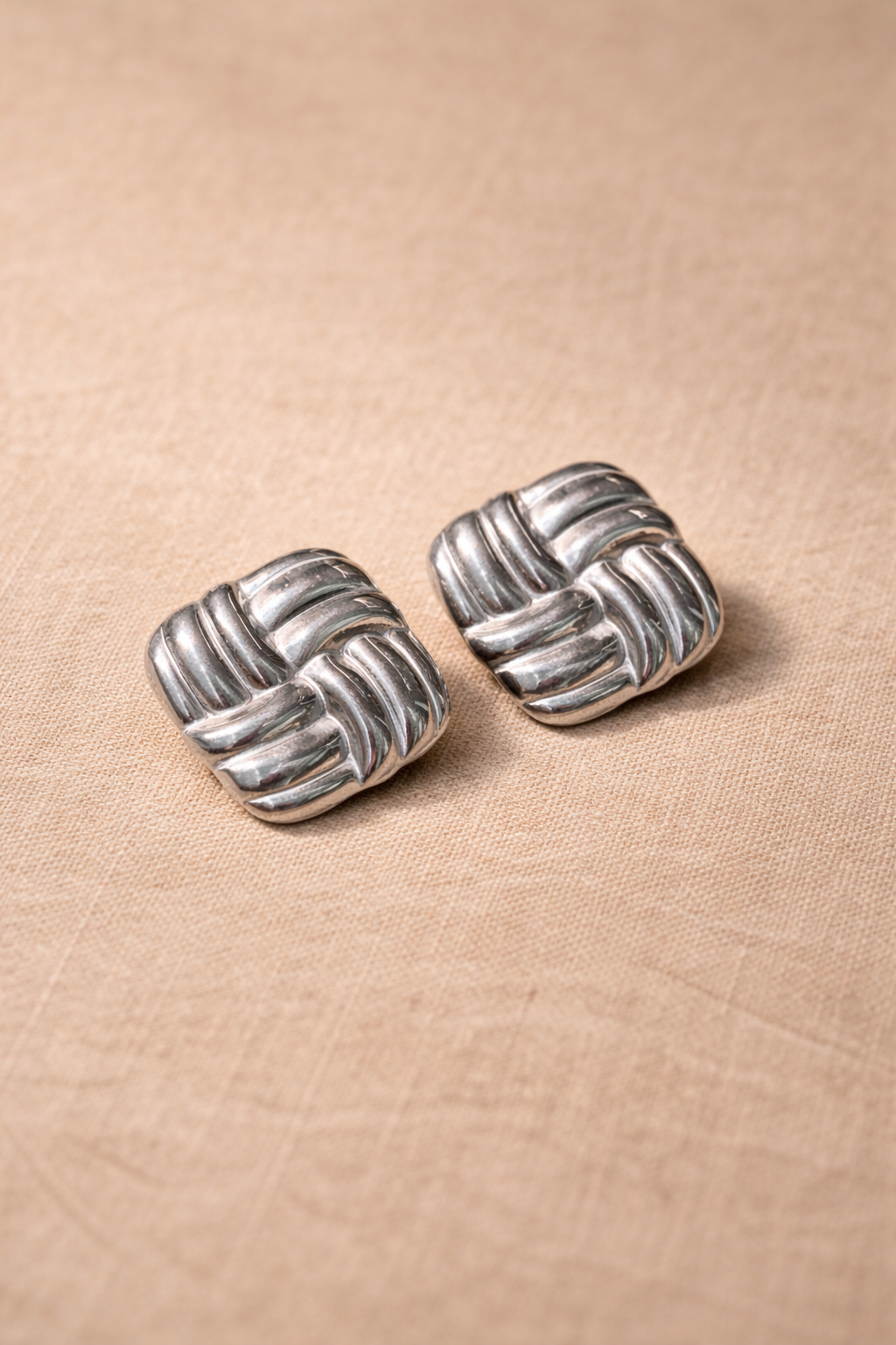 Orecchini Acciaio Intrecciati Quadrati