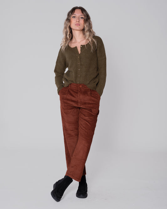 Pantalone in velluto color ruggine