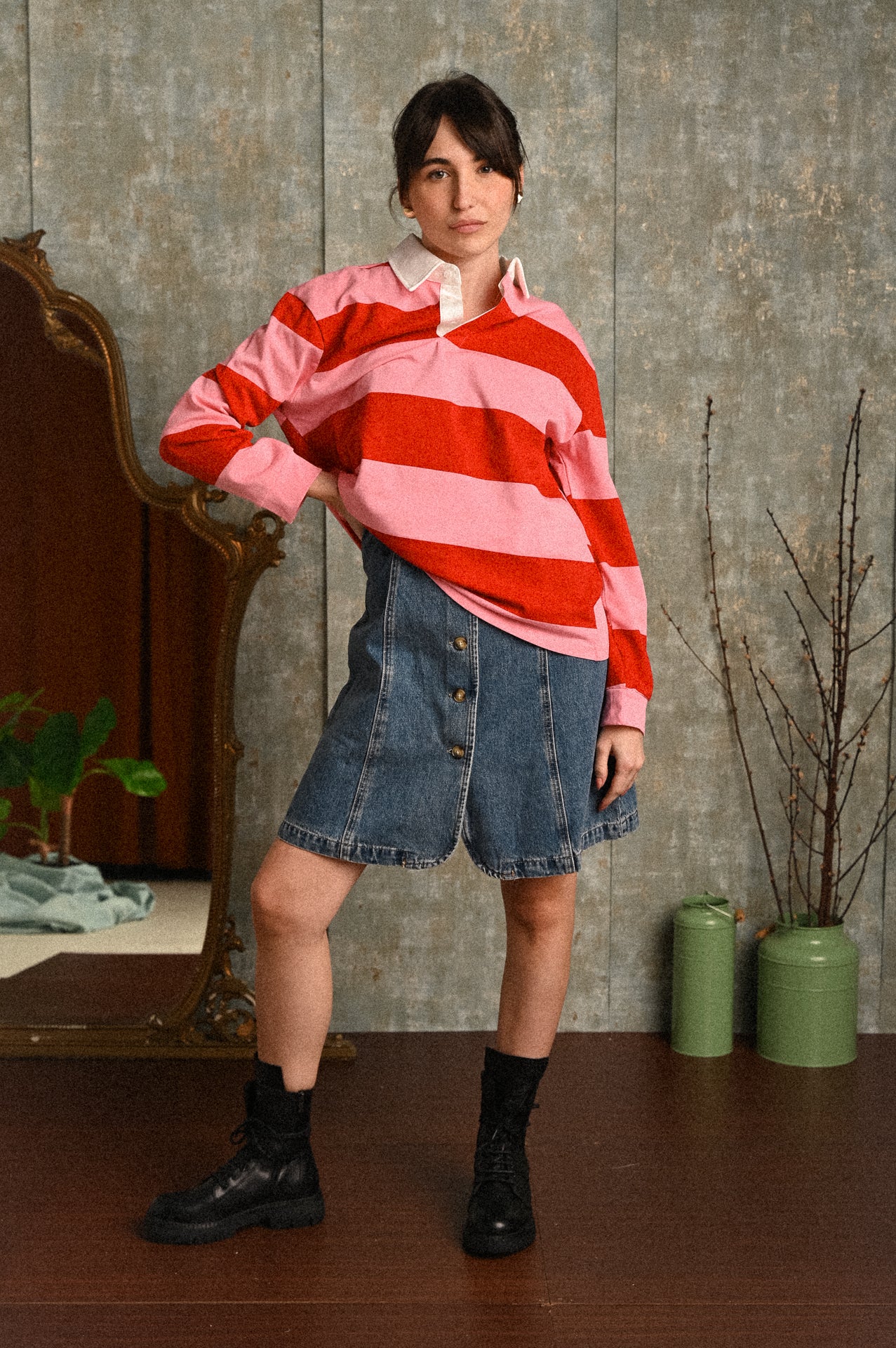 Polo Daphne a Righe Rosa e fucsia