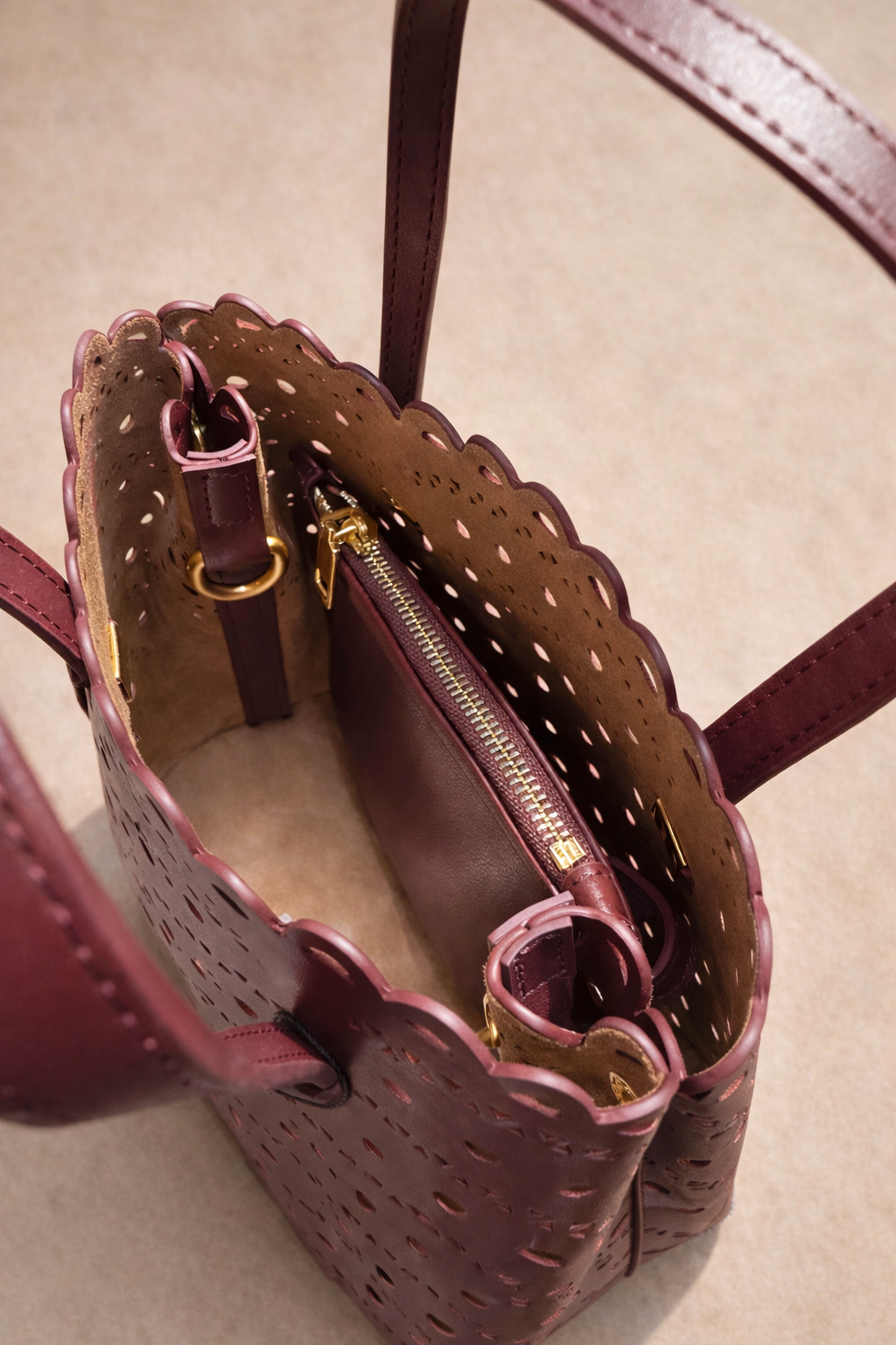 Borsa Dalia a mano in vera pelle bordeaux Made in Italy