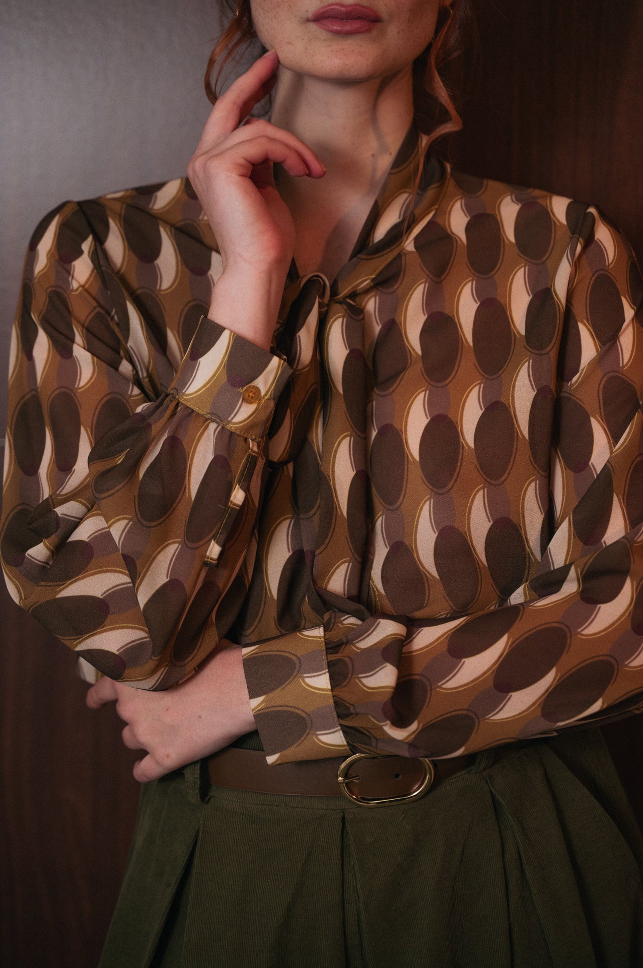 Camicia Donna Fantasia Geometrica | Collo con Fiocco