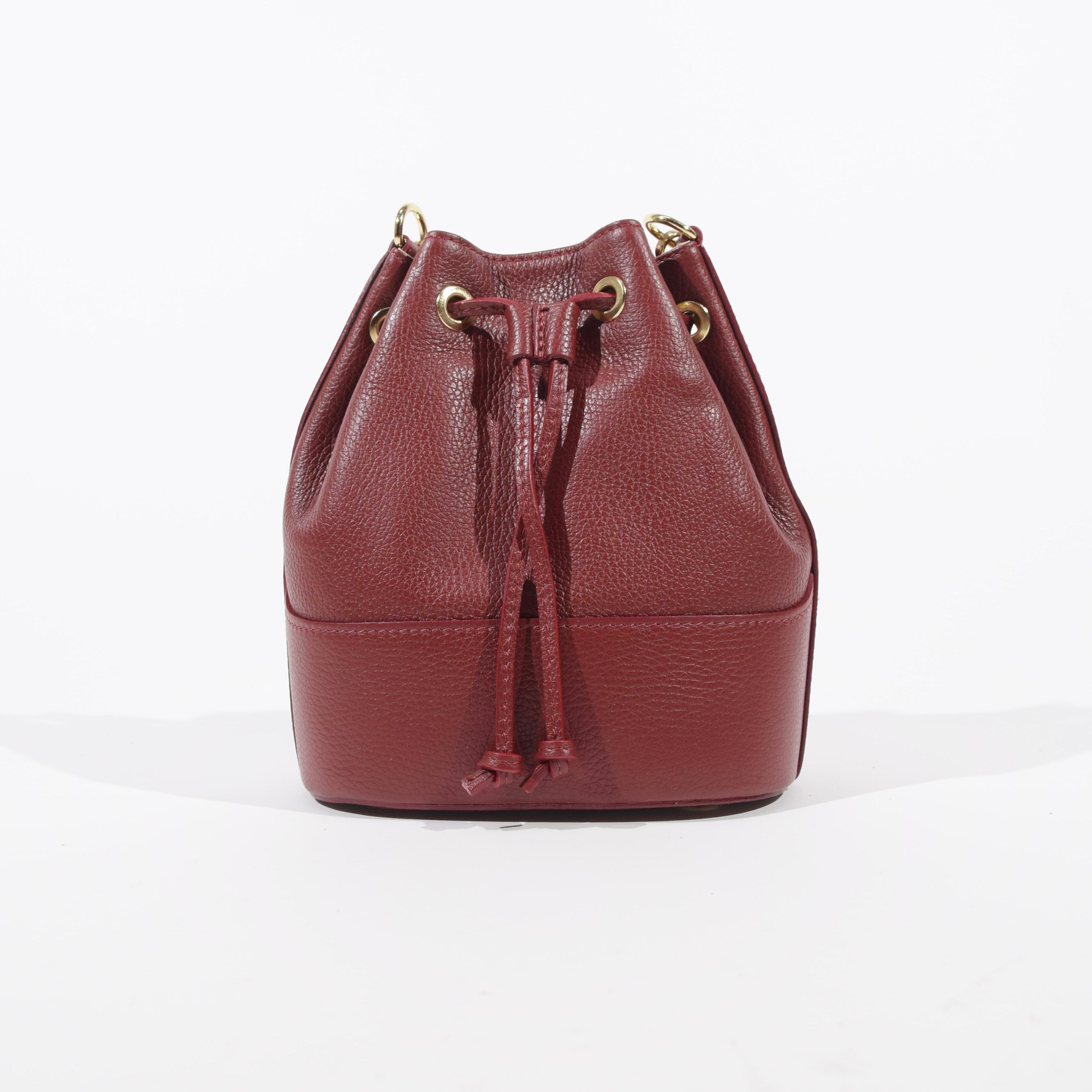 Borsa Secchiello in pelle color bordeaux