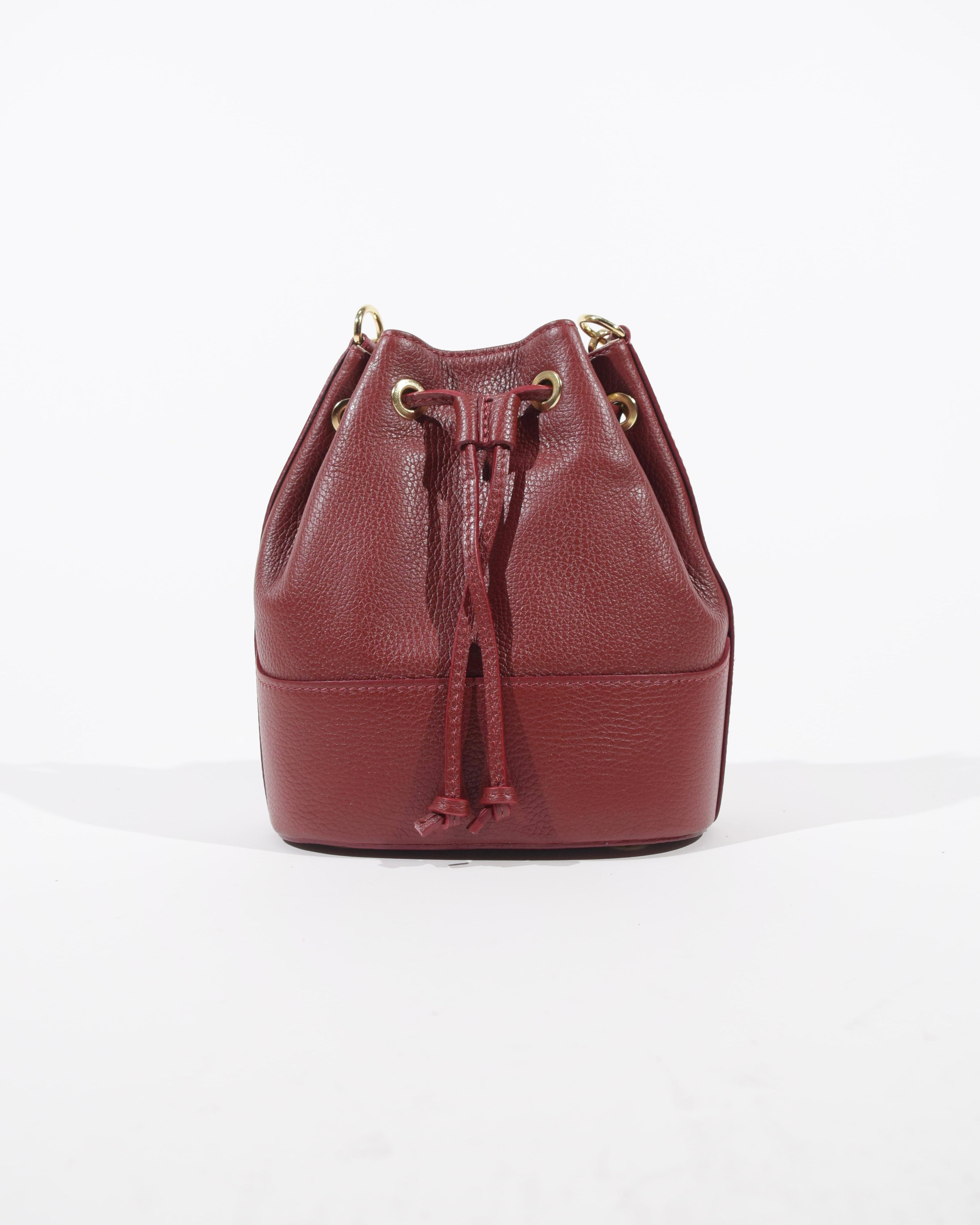 Borsa Secchiello in pelle color bordeaux