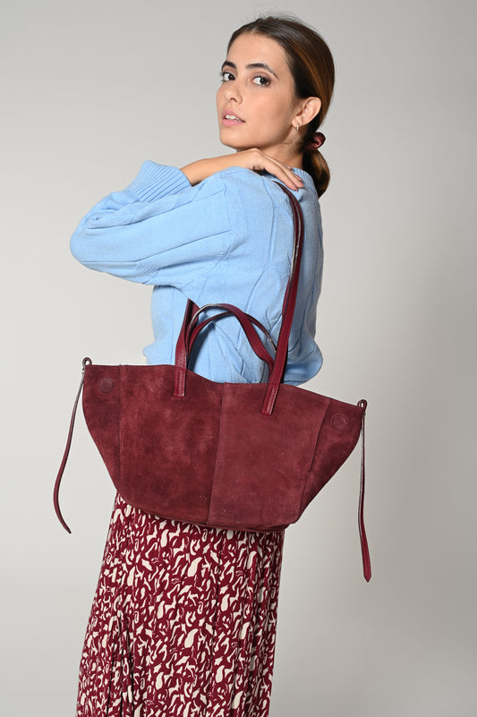 Borsa in camoscio bordeaux