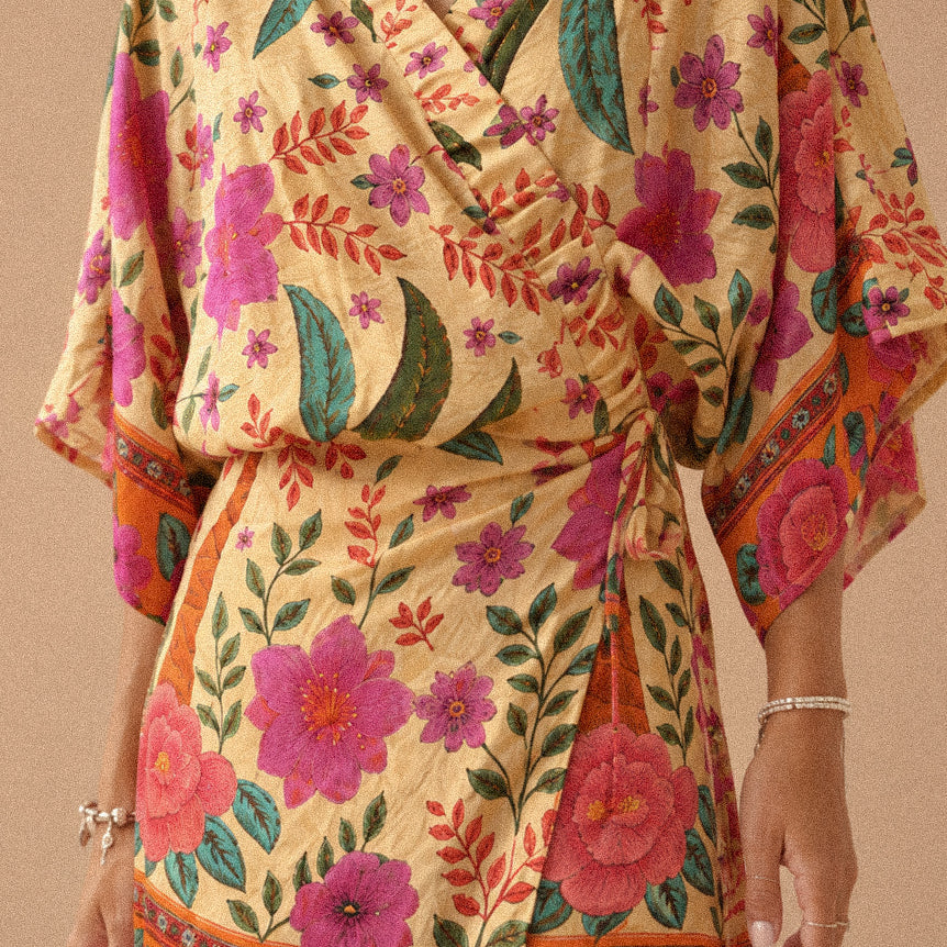 Abito a portafoglio “Tropical Bloom” – Stampa floreale