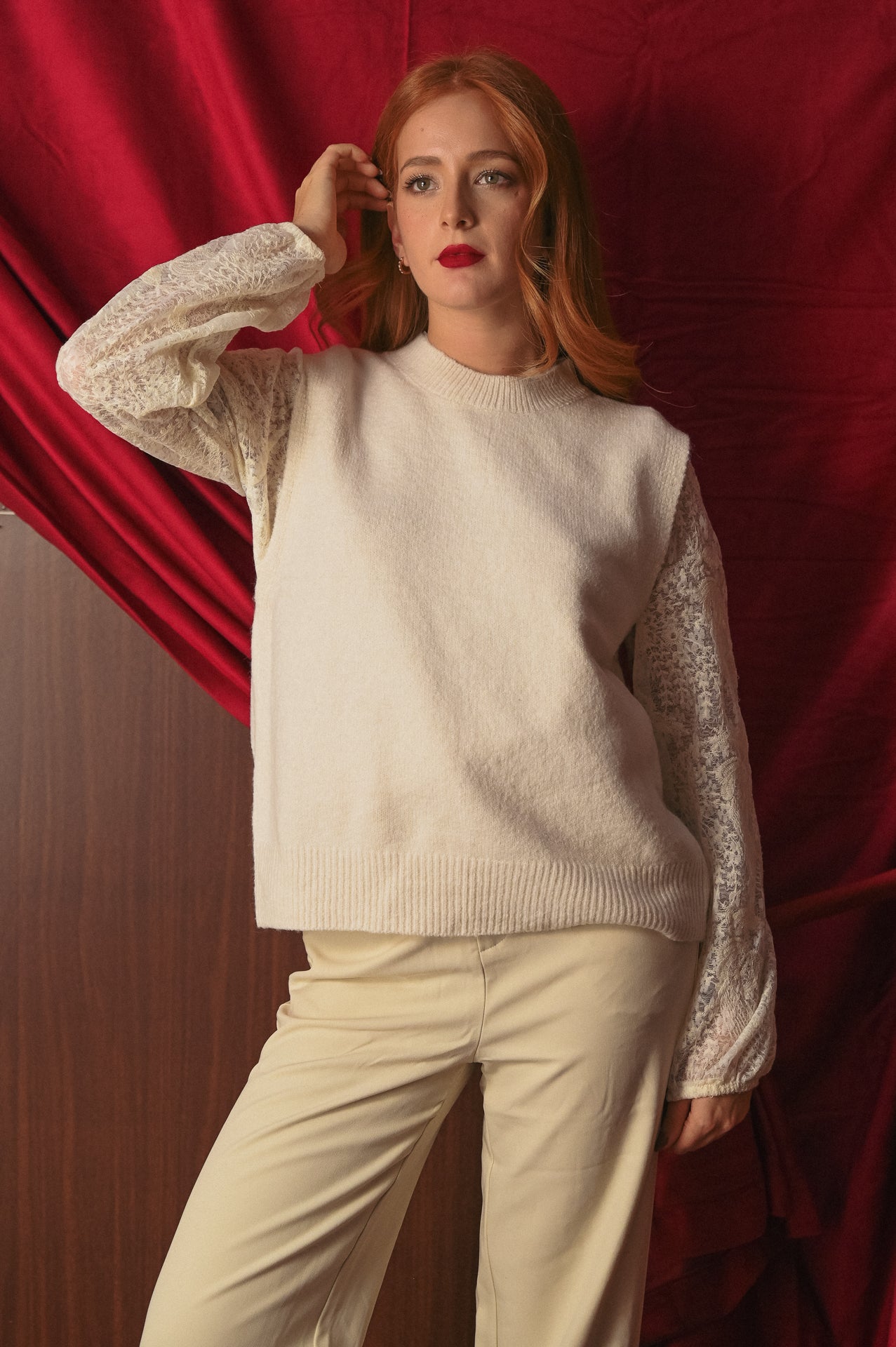 Gilet Sofia Donna Maglia Ecru Back Detail | Bottone Nuca