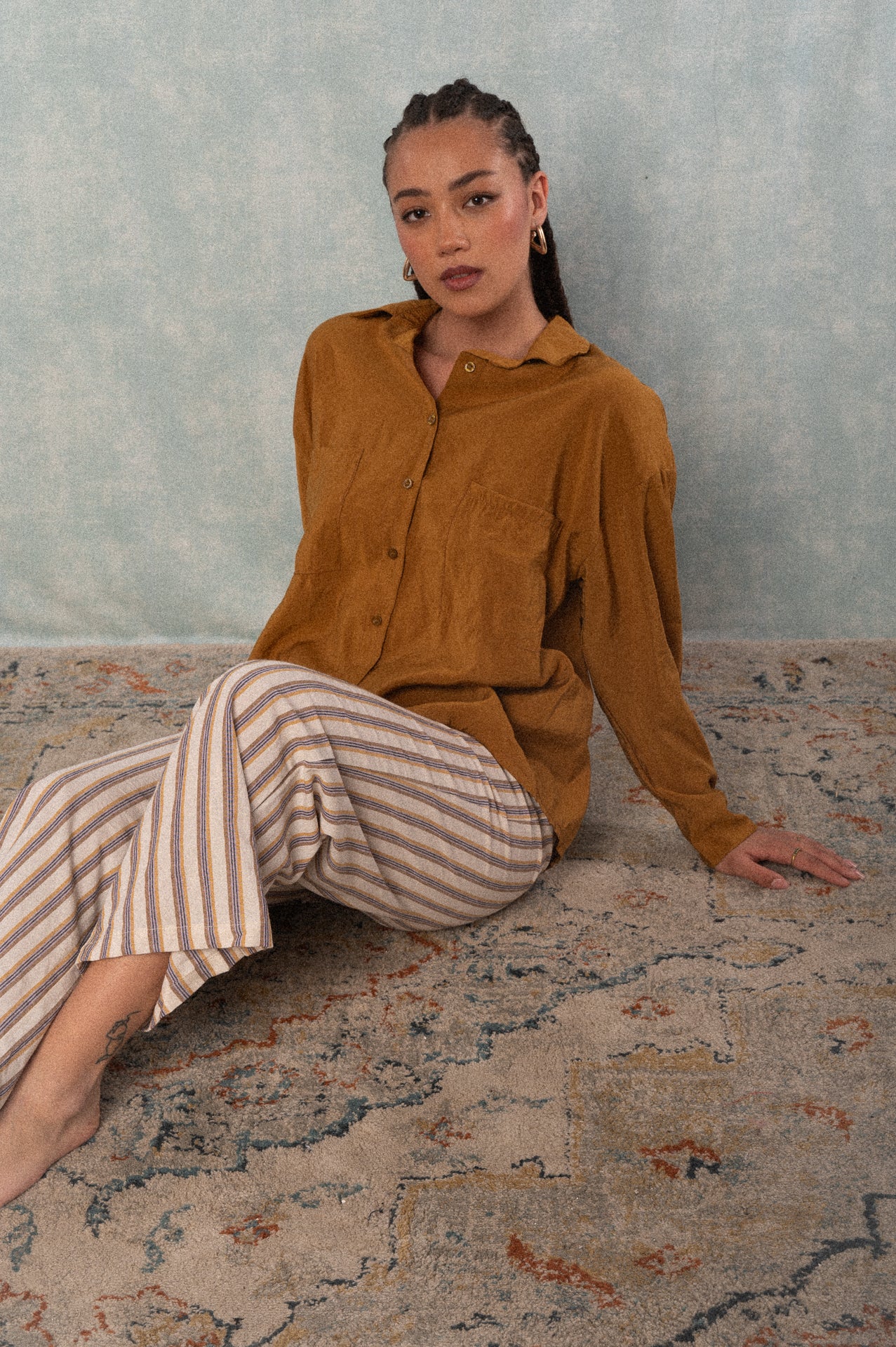 Pantalone vita alta a righe