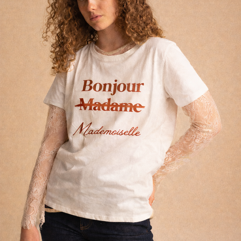 T-shirt bianca donna con stampa scritta