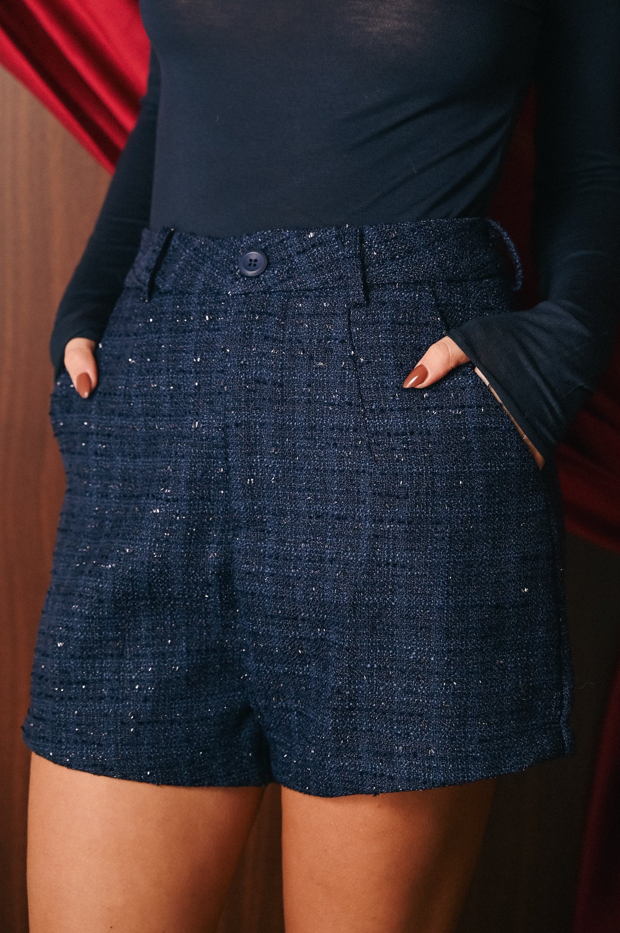 Shorts Blu Paillettes Donna | Pantaloncino Scintillante Party