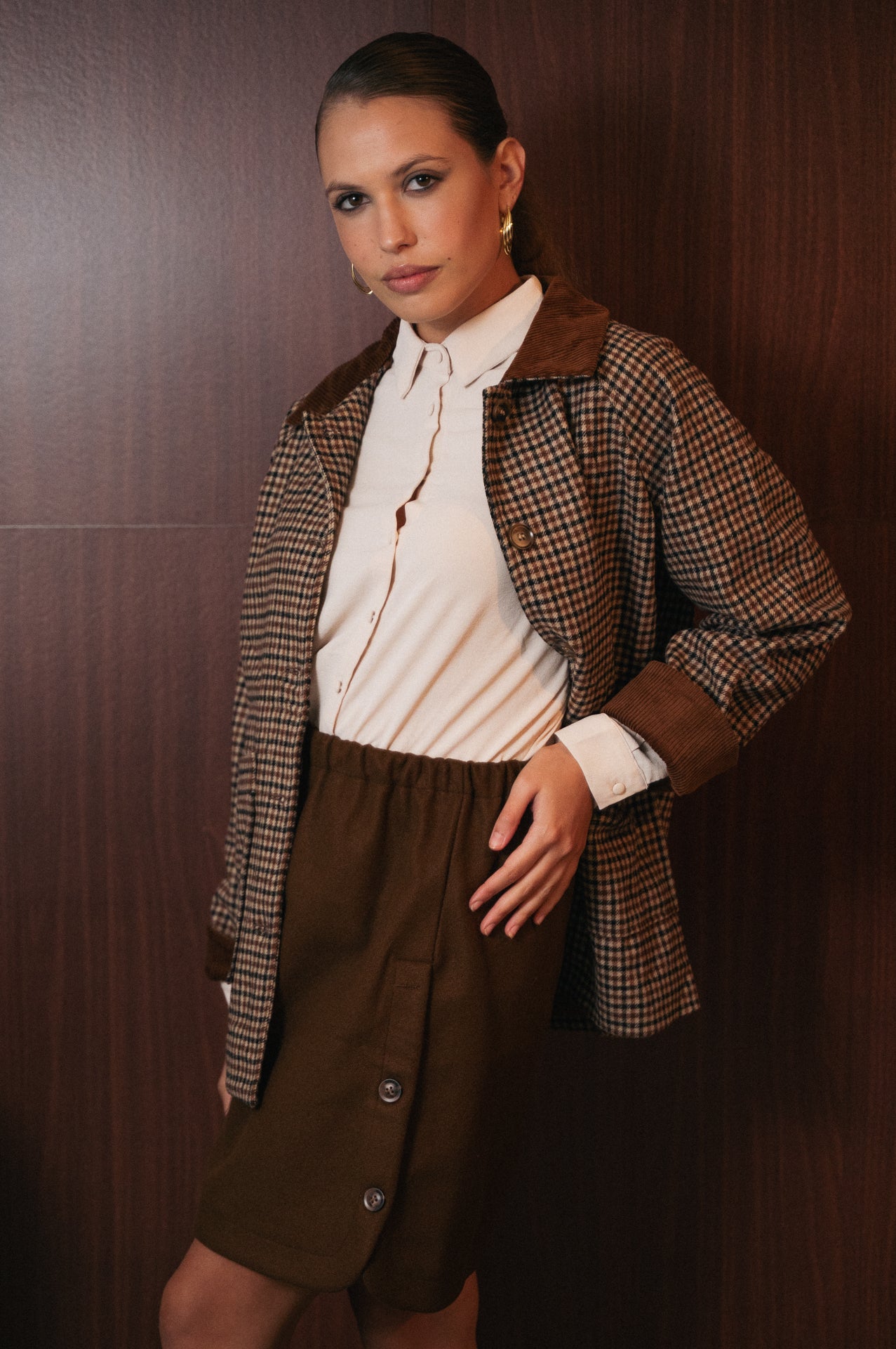 Giacca Corta Donna a Quadri Misto Lana 50% | Modello Boxy Invernale