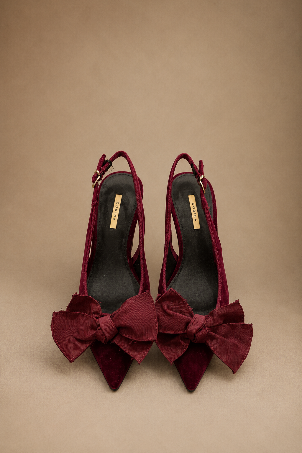 Décolleté Dorothy Slingback Donna in Velluto Bordeaux con Fiocco