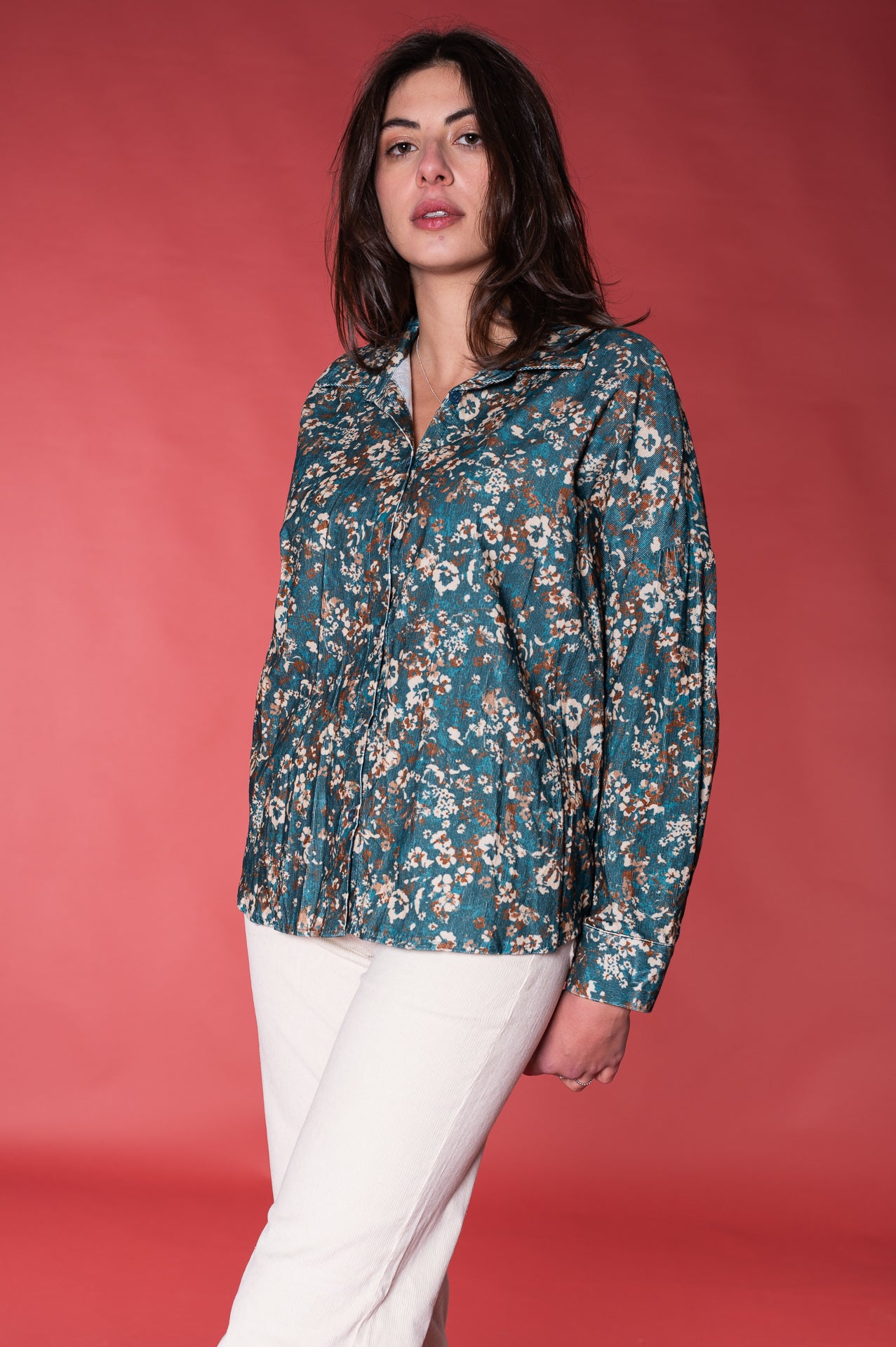 Patterned velvet shirt