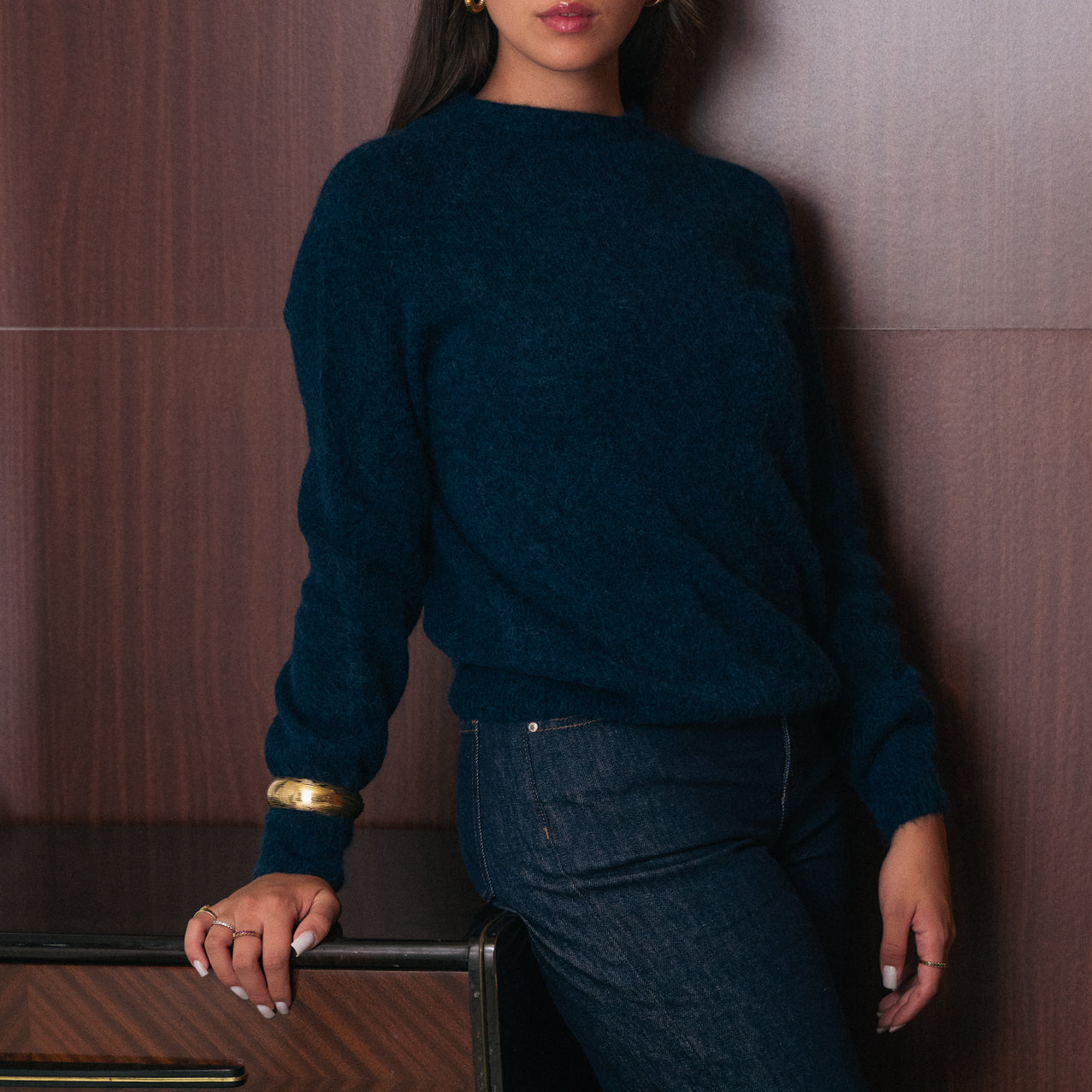 Maglione blu donna Amelìe misto alpaca e lana | made in Italy