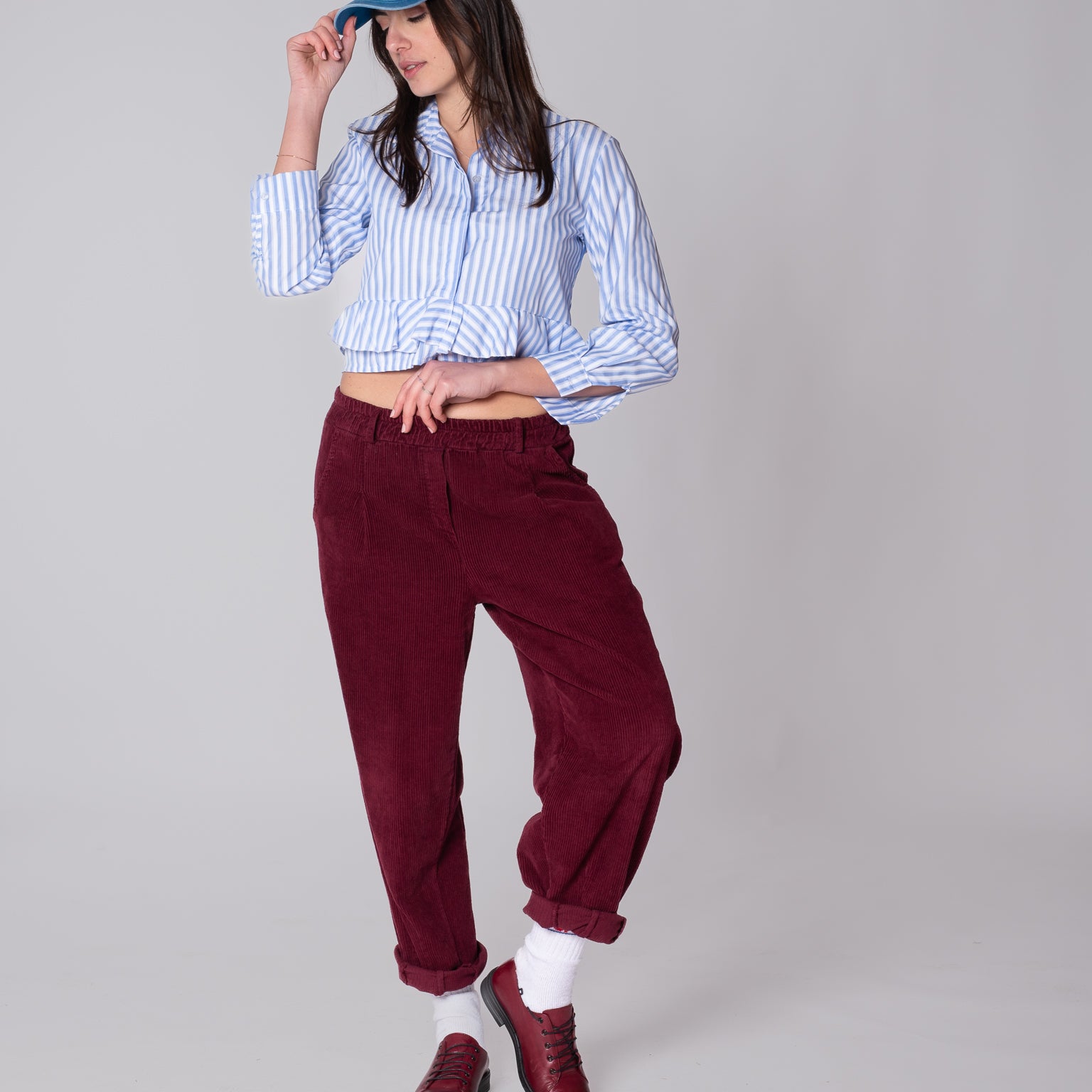 Pantalone slouchy in velluto