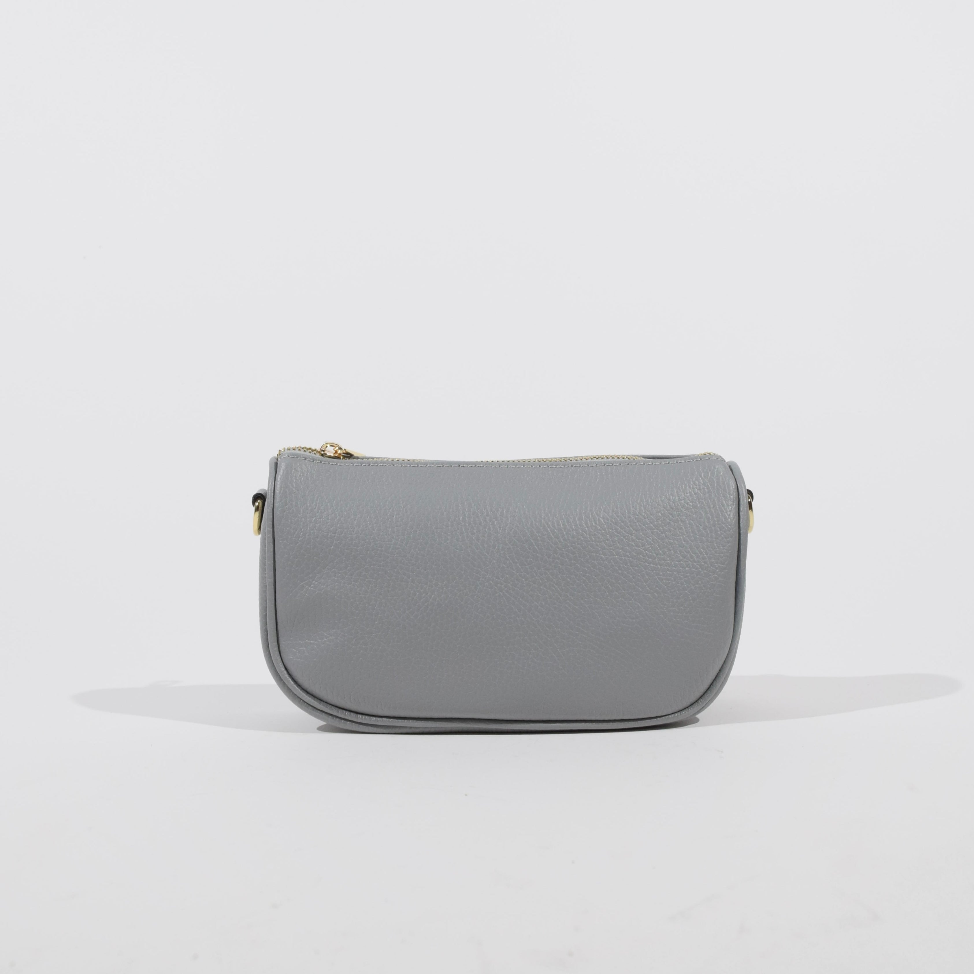 Borsa pochette in pelle light grey