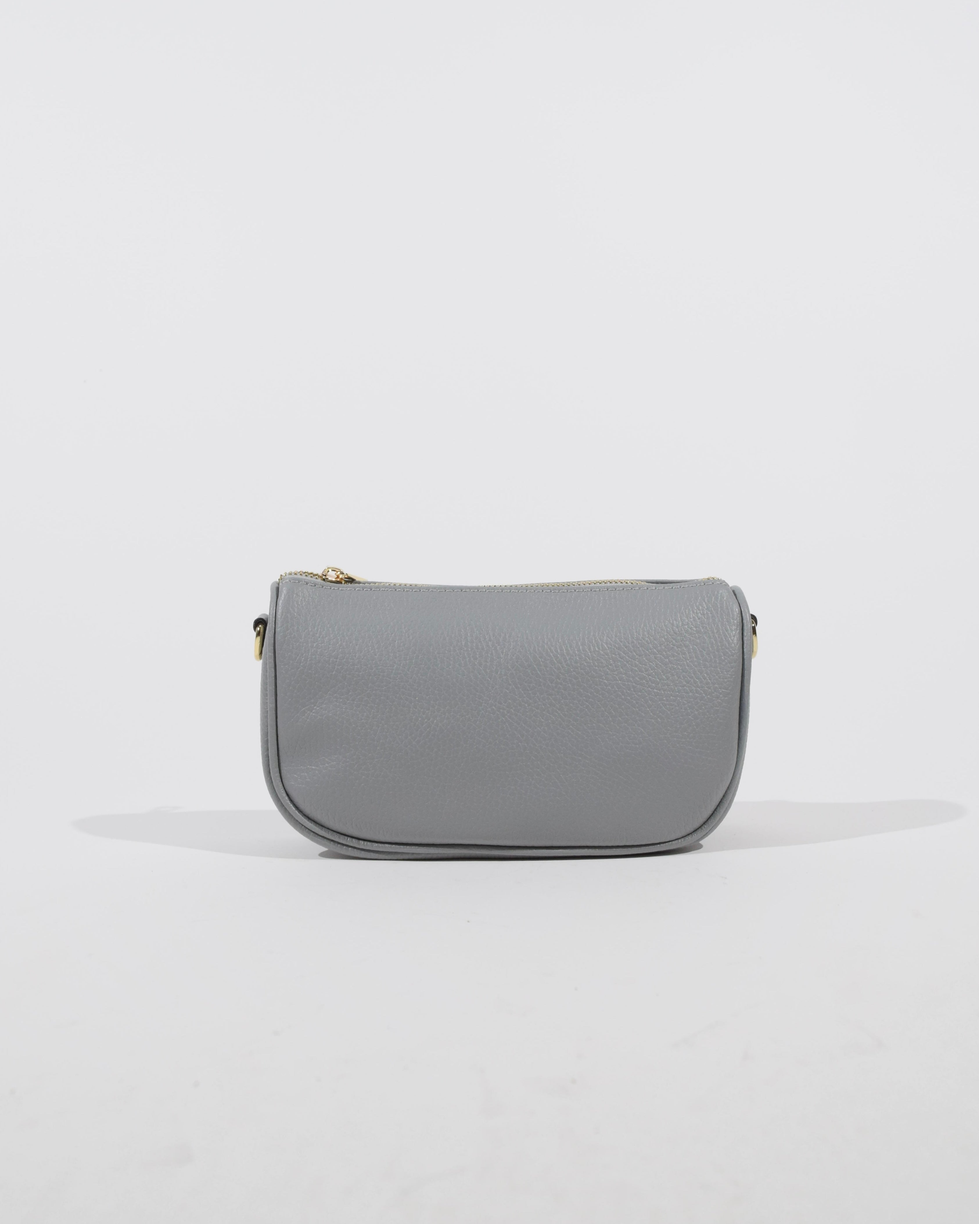 Borsa pochette in pelle light grey