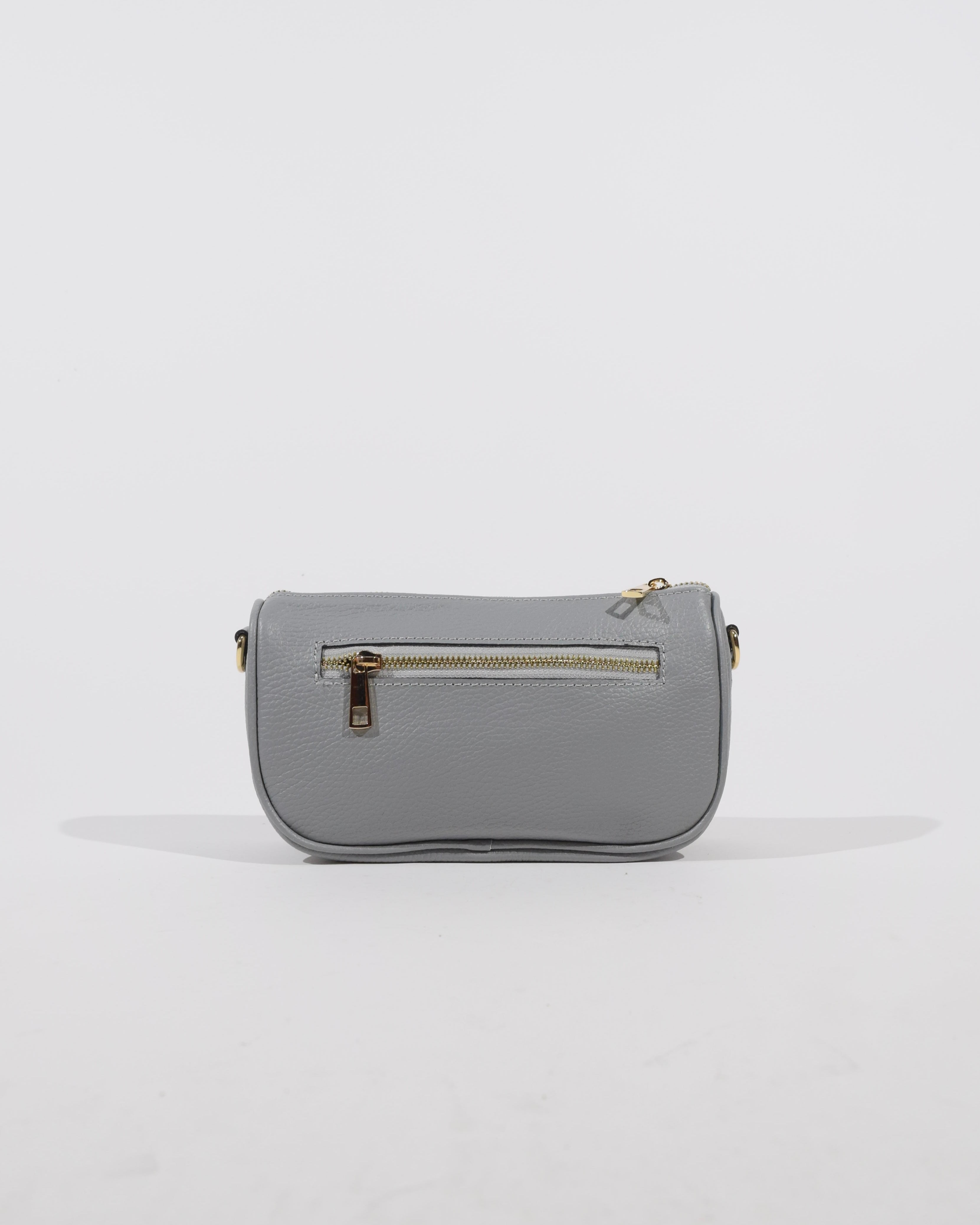 Light grey leather clutch bag