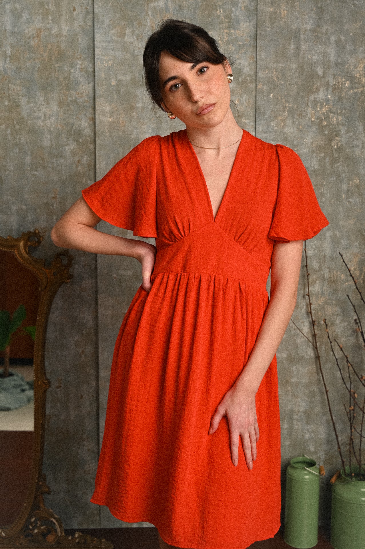 Abito Orchidea rosso Donna con Scollo Posteriore e Laccio