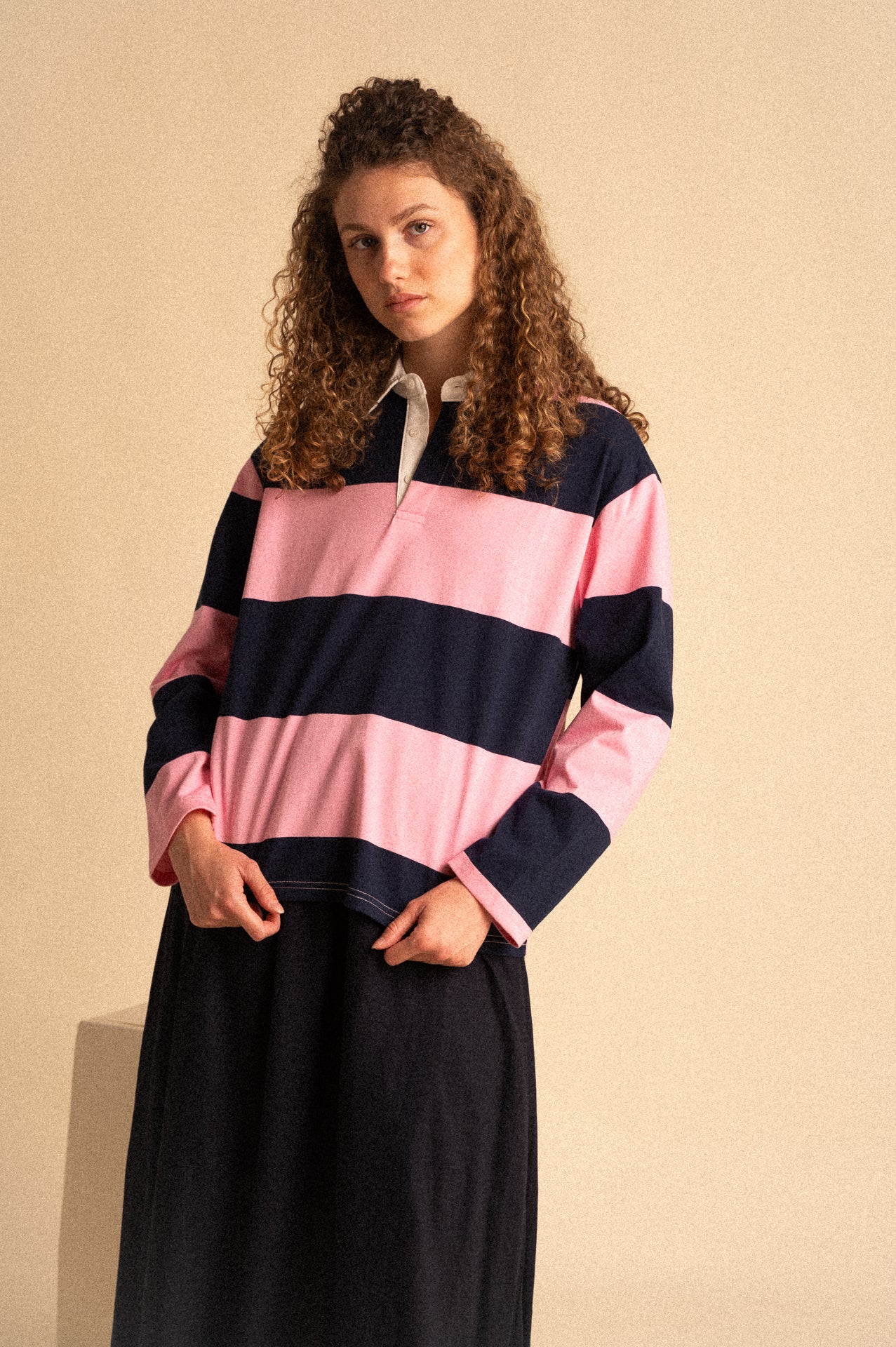 Polo Daphne a Righe Rosa e Blu Donna