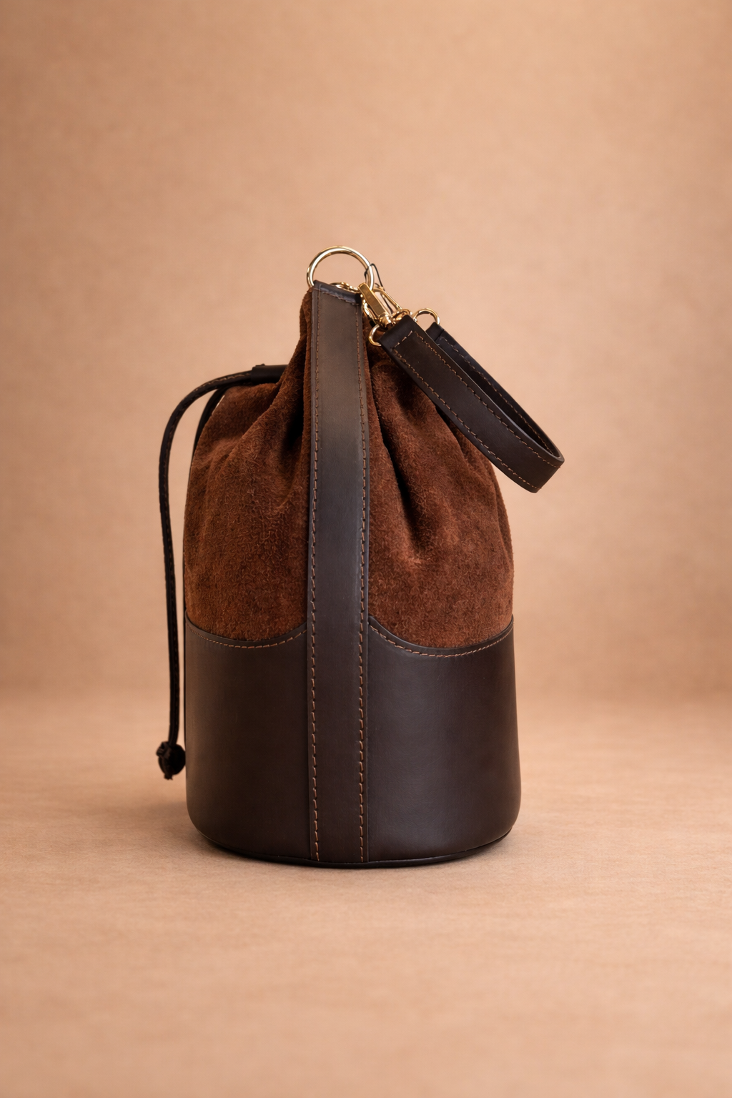 Borsa Secchiello Ribes in Vera Pelle Bicolore con Tracolla Regolabile