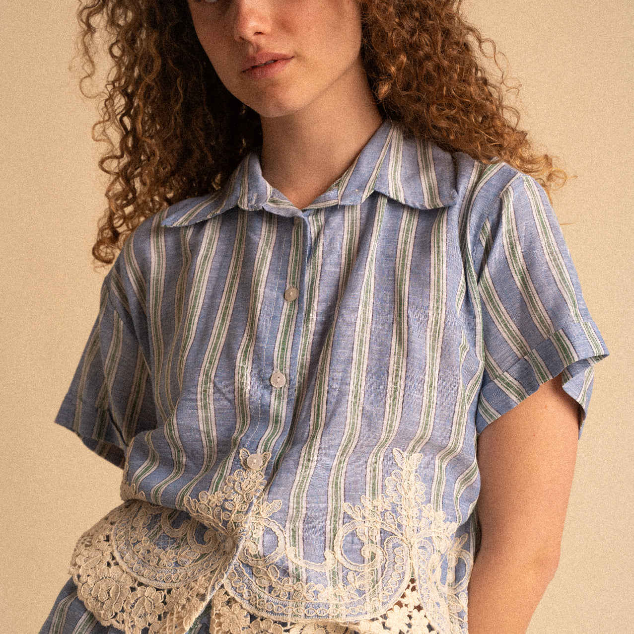 Camicia Donna a Righe con Ricamo in Viscosa e Lino – Camicia Leggera Elegante