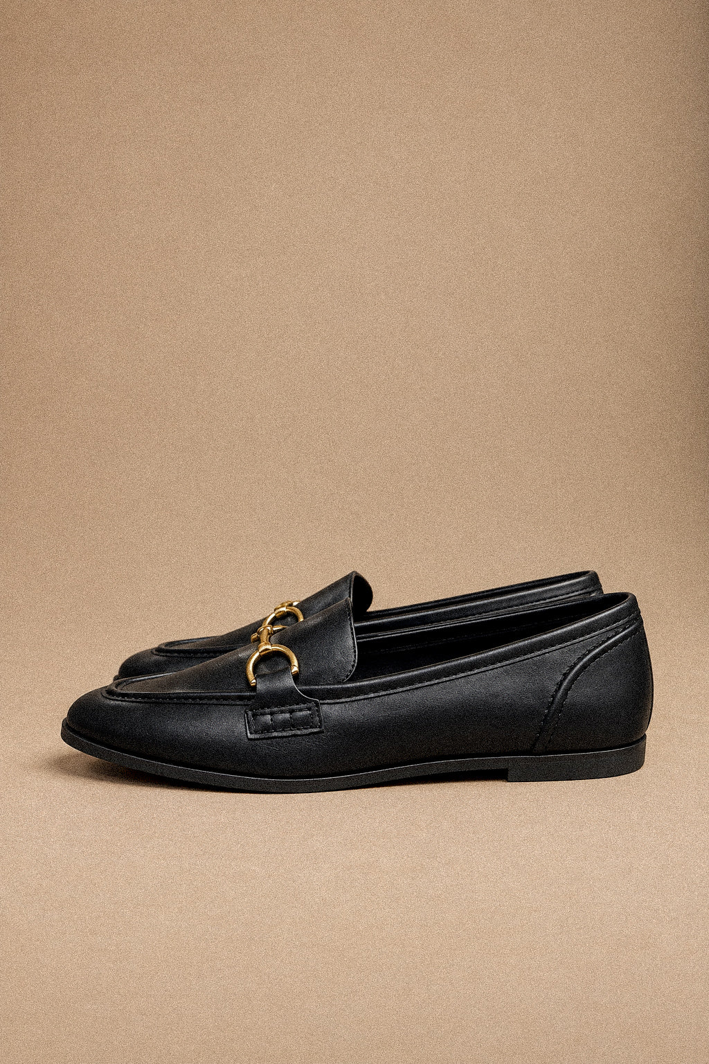 Mocassino Donna Nero Effetto Pelle con Morsetto Horsebit Dorato