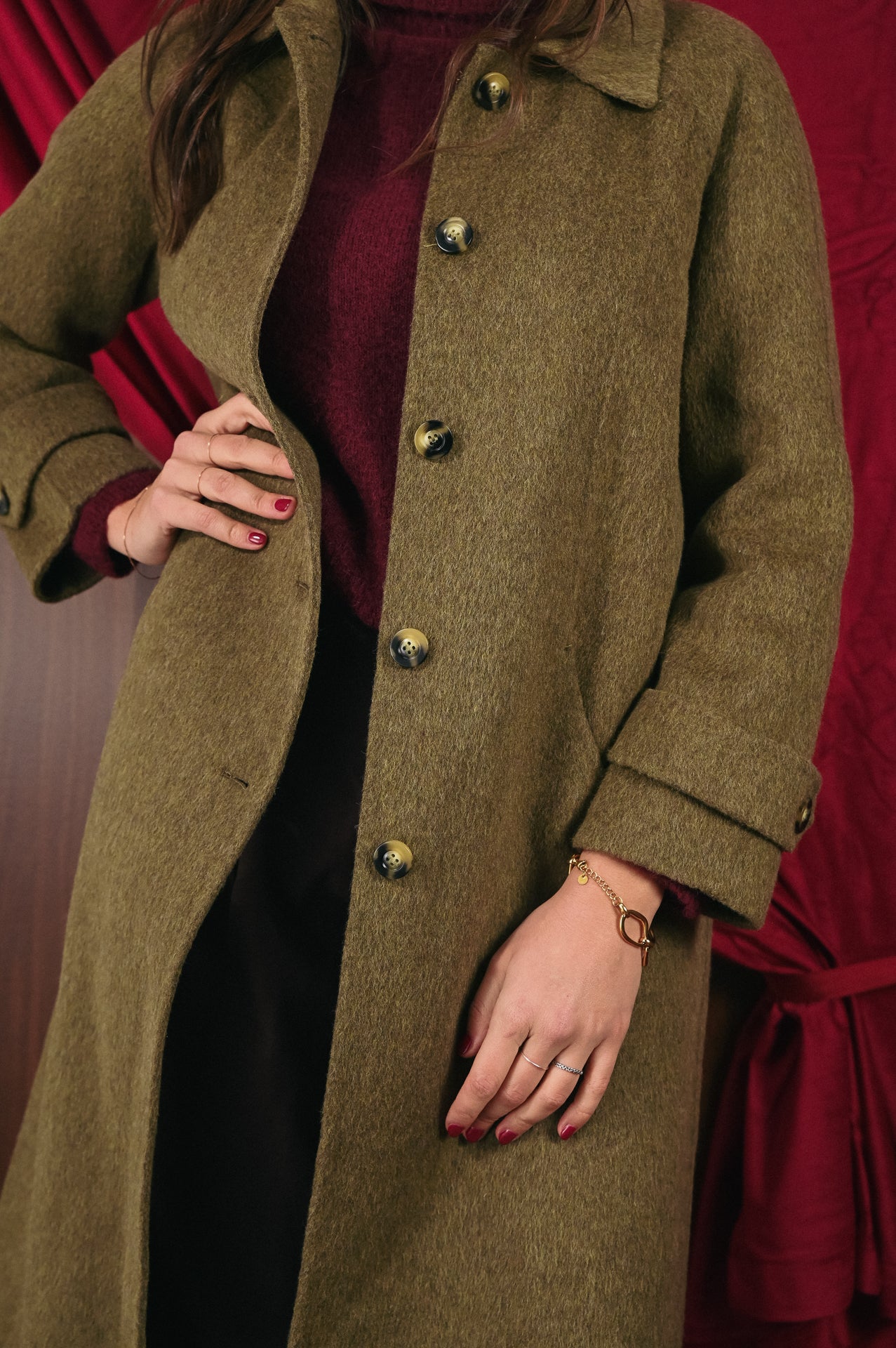 Cappotto Lungo Donna Verde Monopetto | Capospalla Sartoriale Classico Invernale