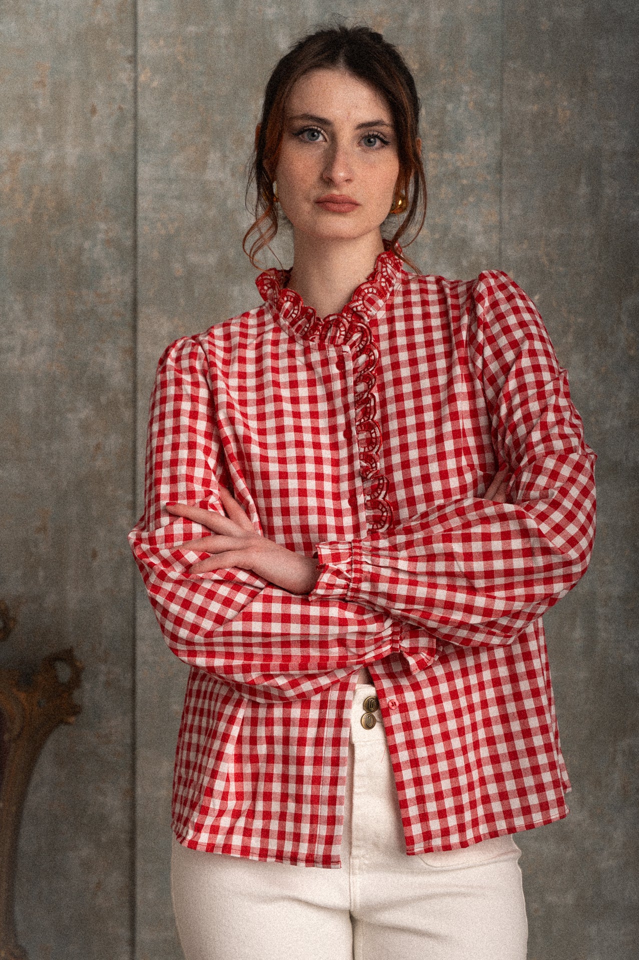 Camicetta Vichy Rossa con Rouche